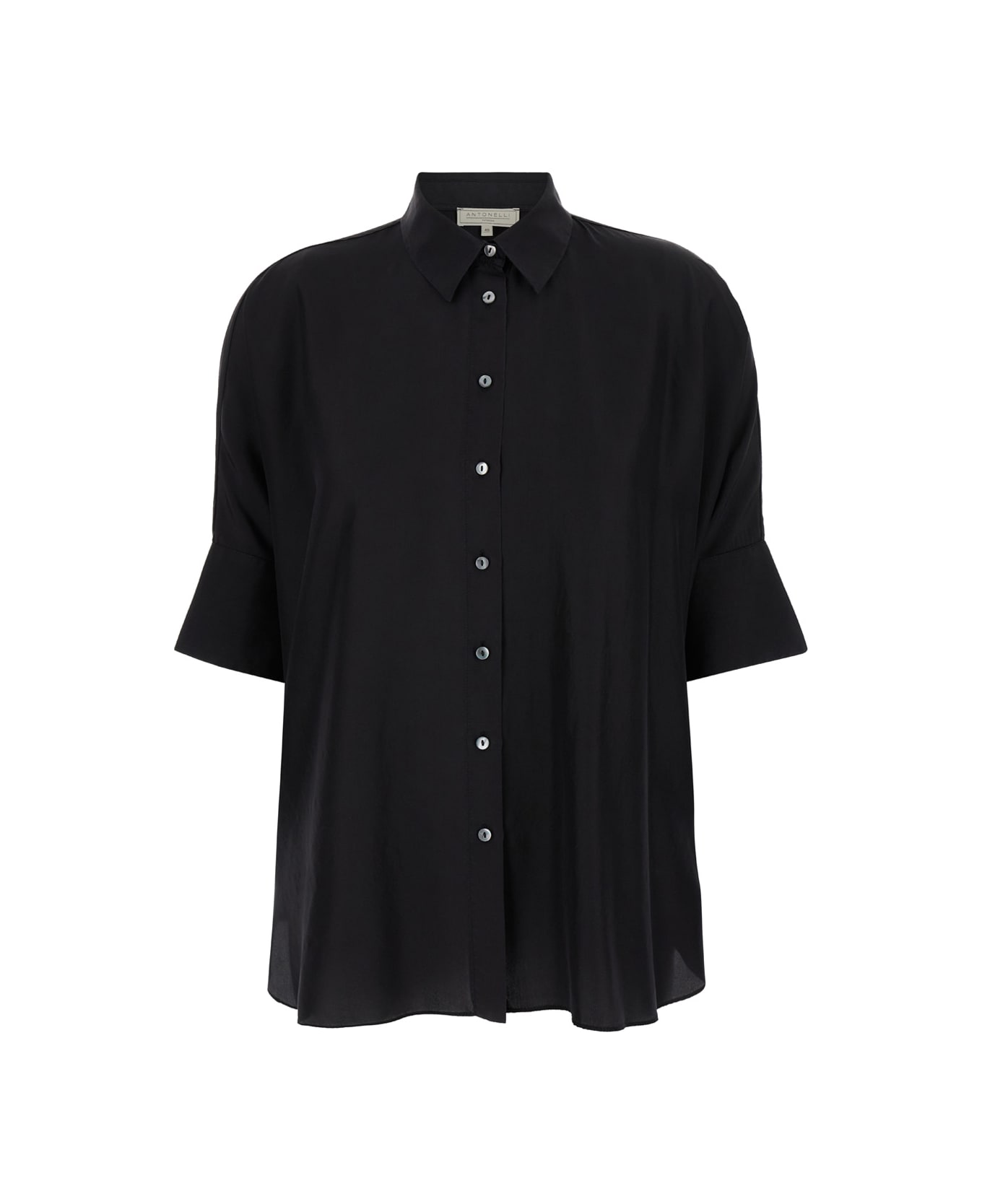 Antonelli Black Bassano Short Sleeve Shirt In Silk Woman - Black シャツ