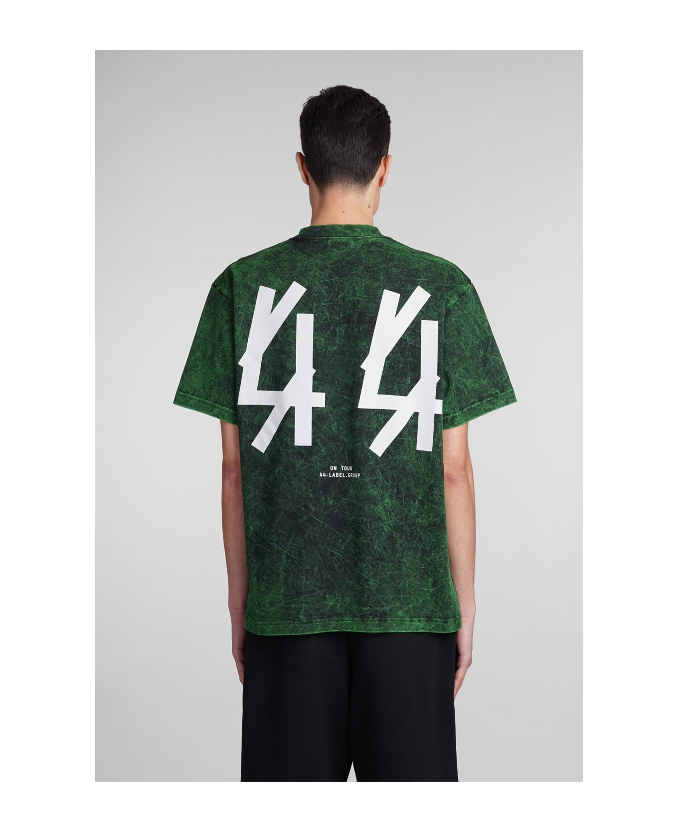 44 Label Group T-shirt In Green Cotton - Blk+sol.green + 44 solid シャツ