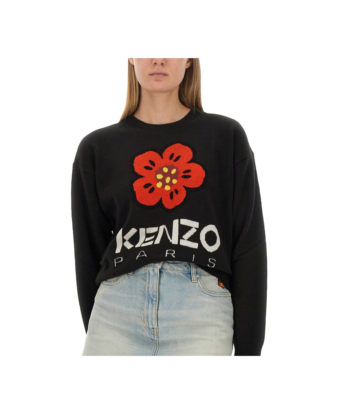 Kenzo Boke Flower Placed Jumper - BLACK