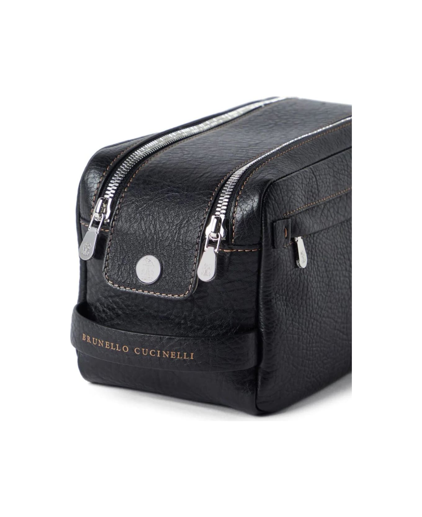 Brunello Cucinelli Leather Beauty Case - Black