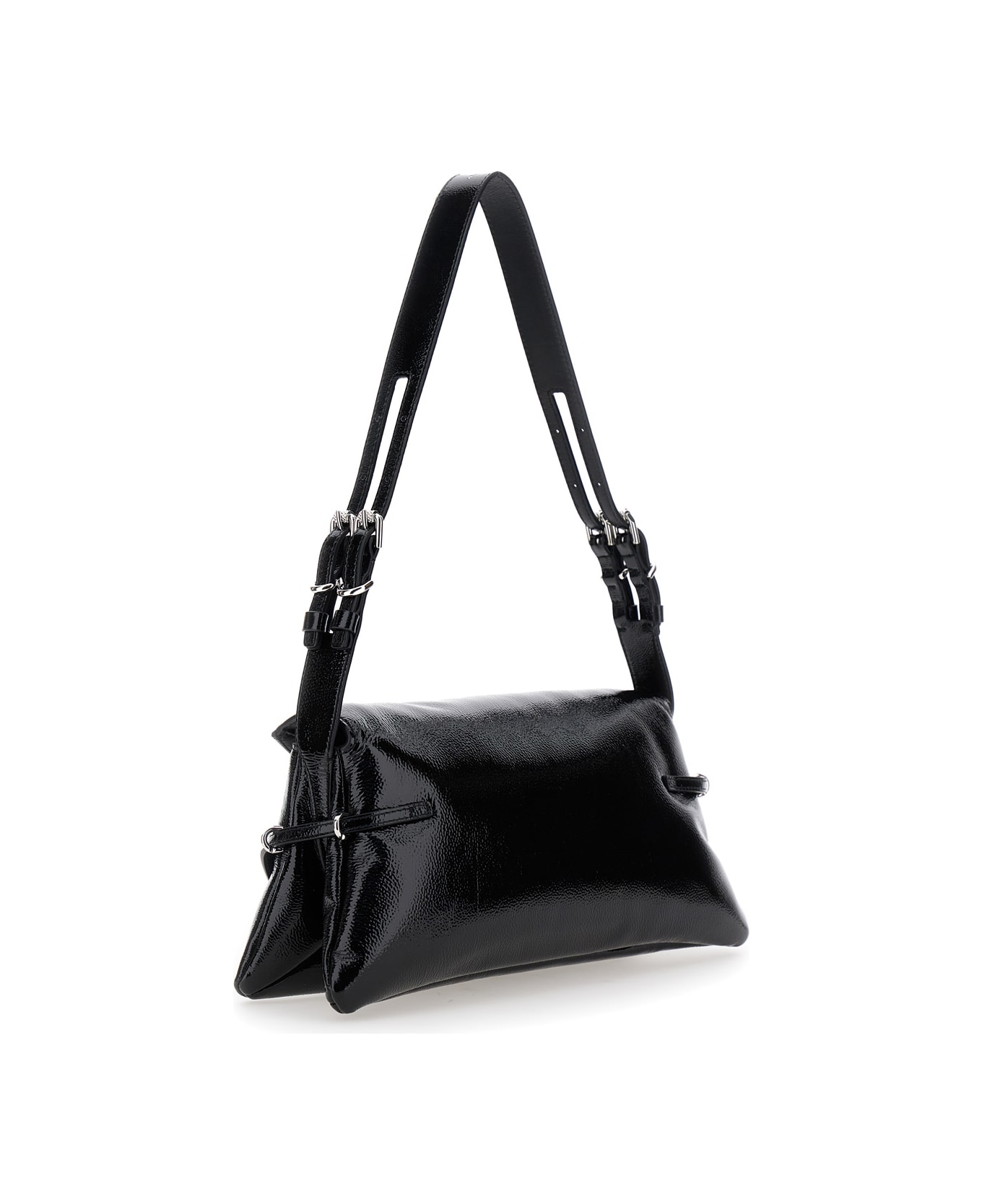 Givenchy 
ptit Voyou
 Black Shoulder Bag With Logo Lettering On The Front And Adjustable Shoulder Strap In Leather Woman - Black
