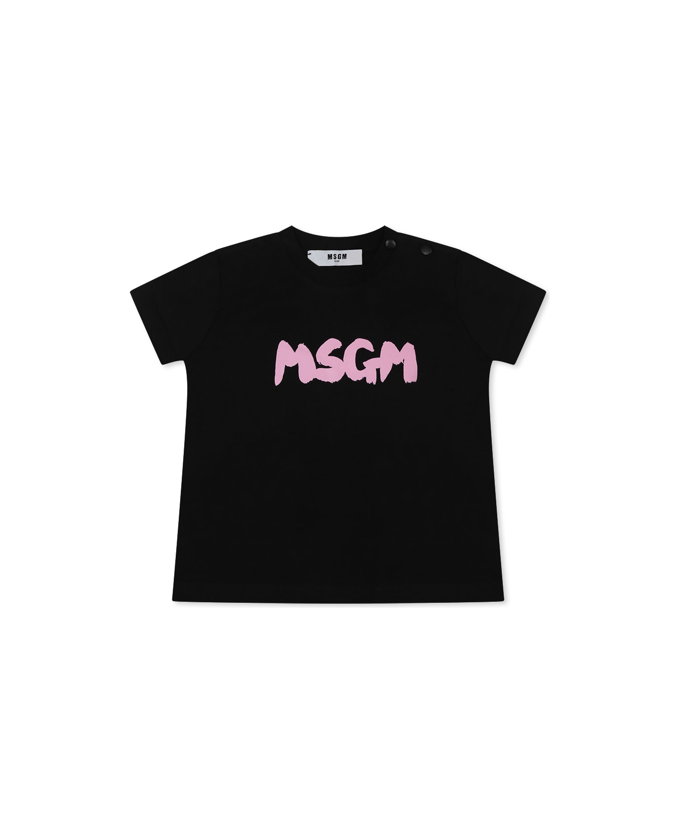 MSGM Black T-shirt For Baby Girl With Logo - Black