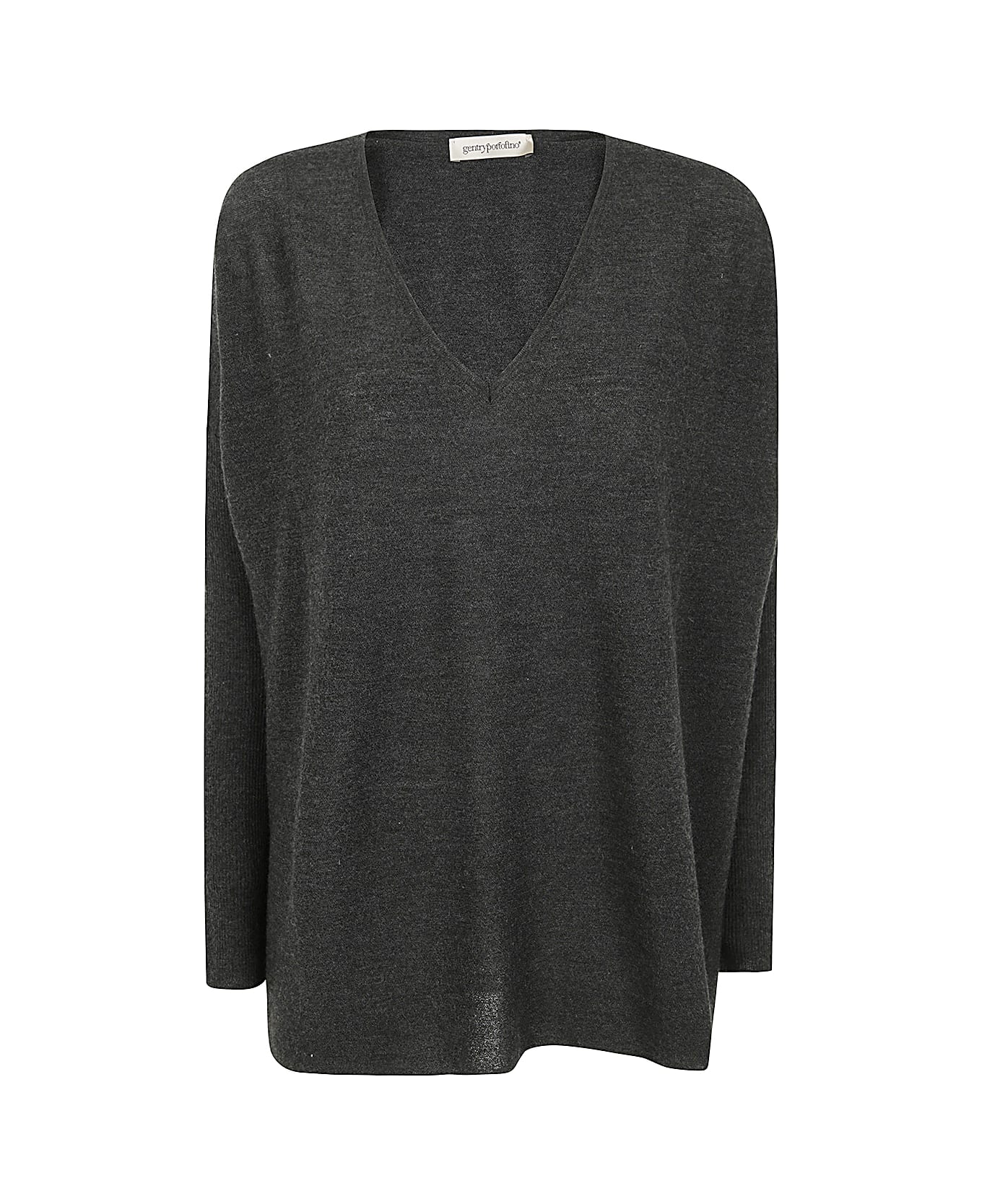 Gentry Portofino Knit V Neck Sweater - Anthracite