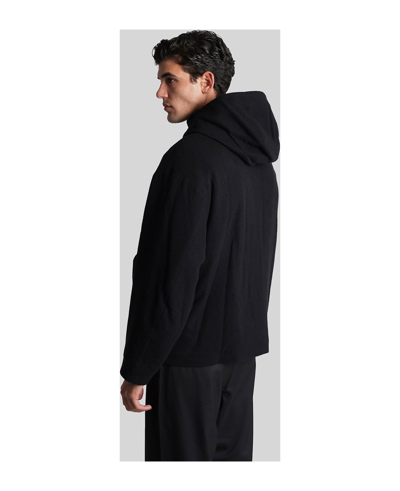 Attachment Casual Jacket In Black Wool - black