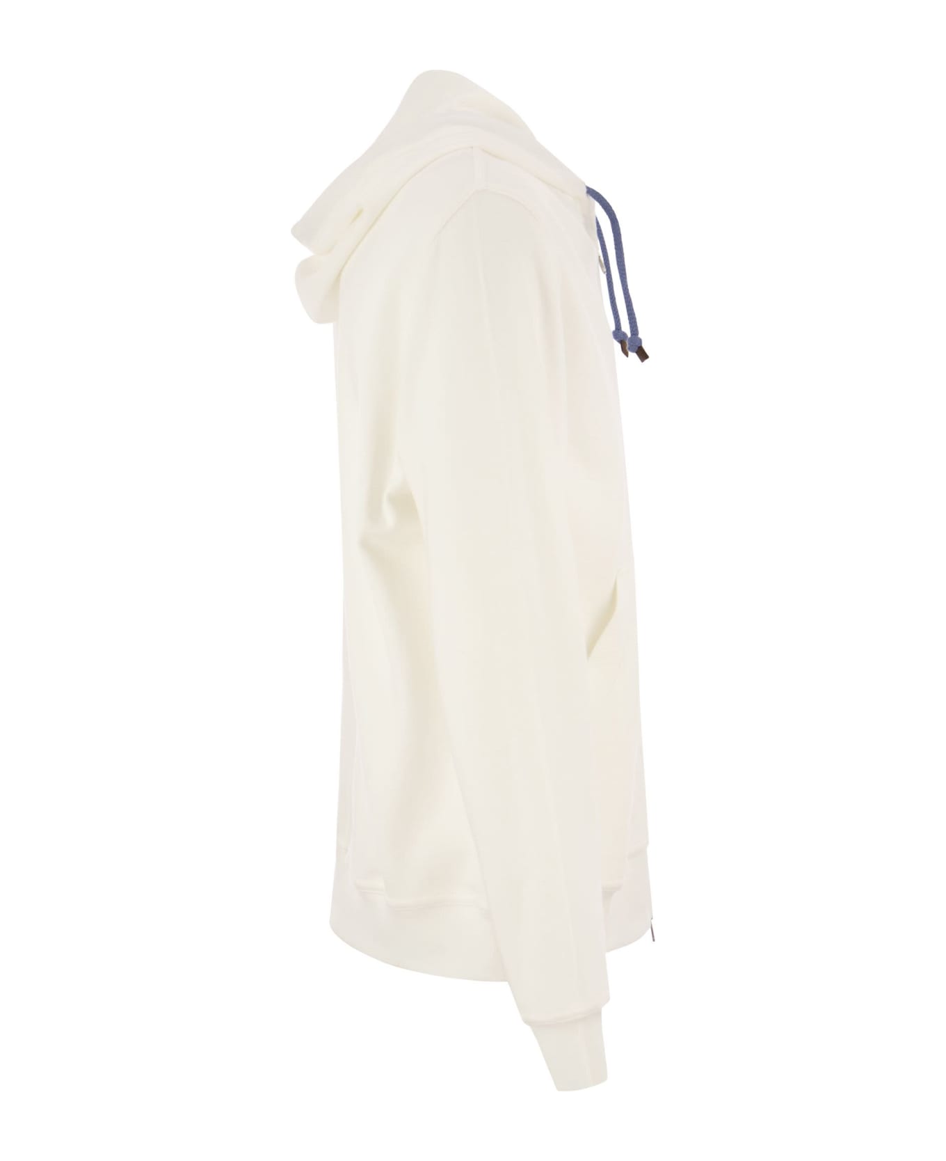 Brunello Cucinelli Techno Cotton Interlock Zip-front Hooded Sweatshirt - White