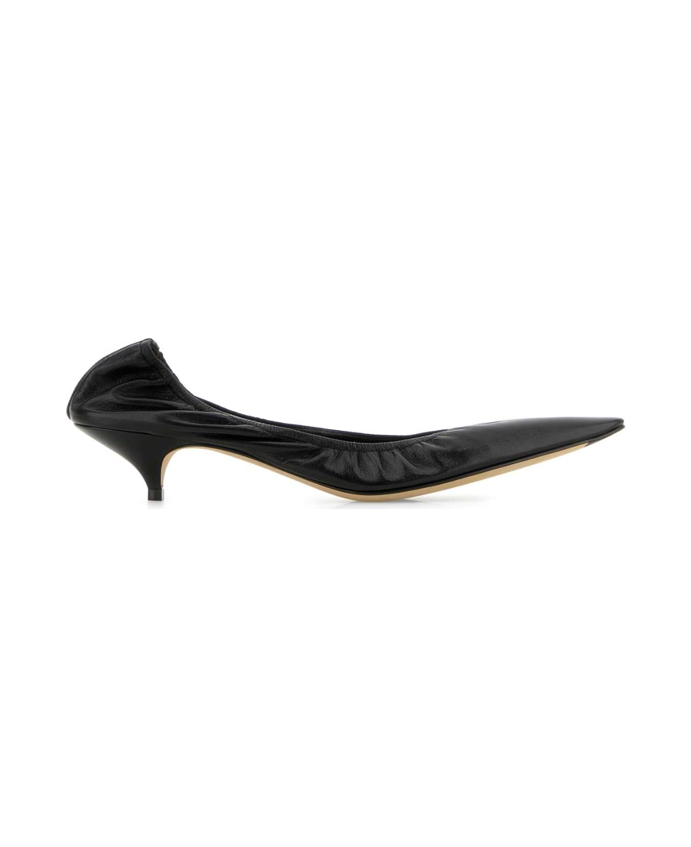 The Row Black Leather Liisa Knitten Pumps - Black