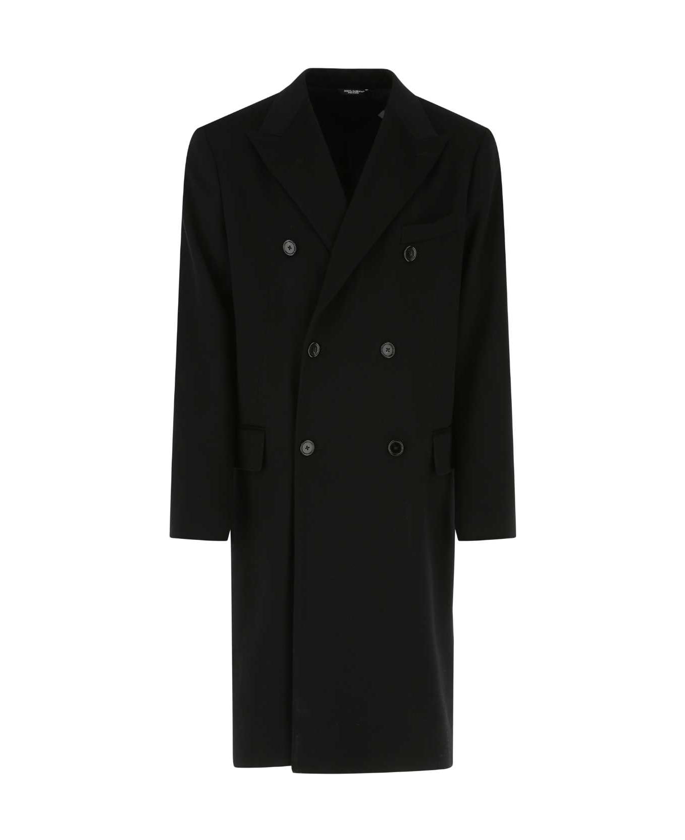 Dolce & Gabbana Black Wool Coat - N0000 レインコート