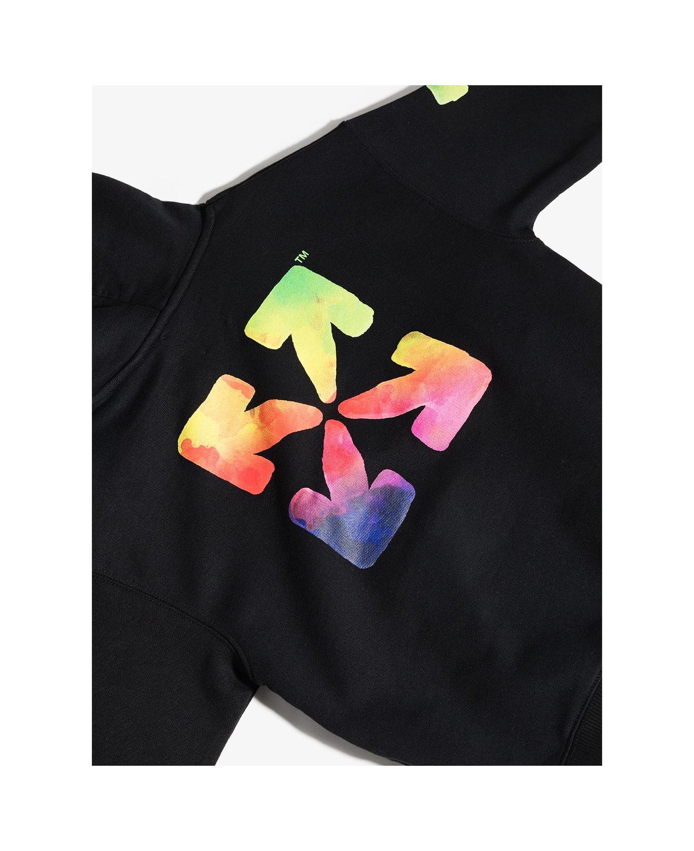 Off-White Off Rounded Watercolor Black Kids Hoodie - Black/multi