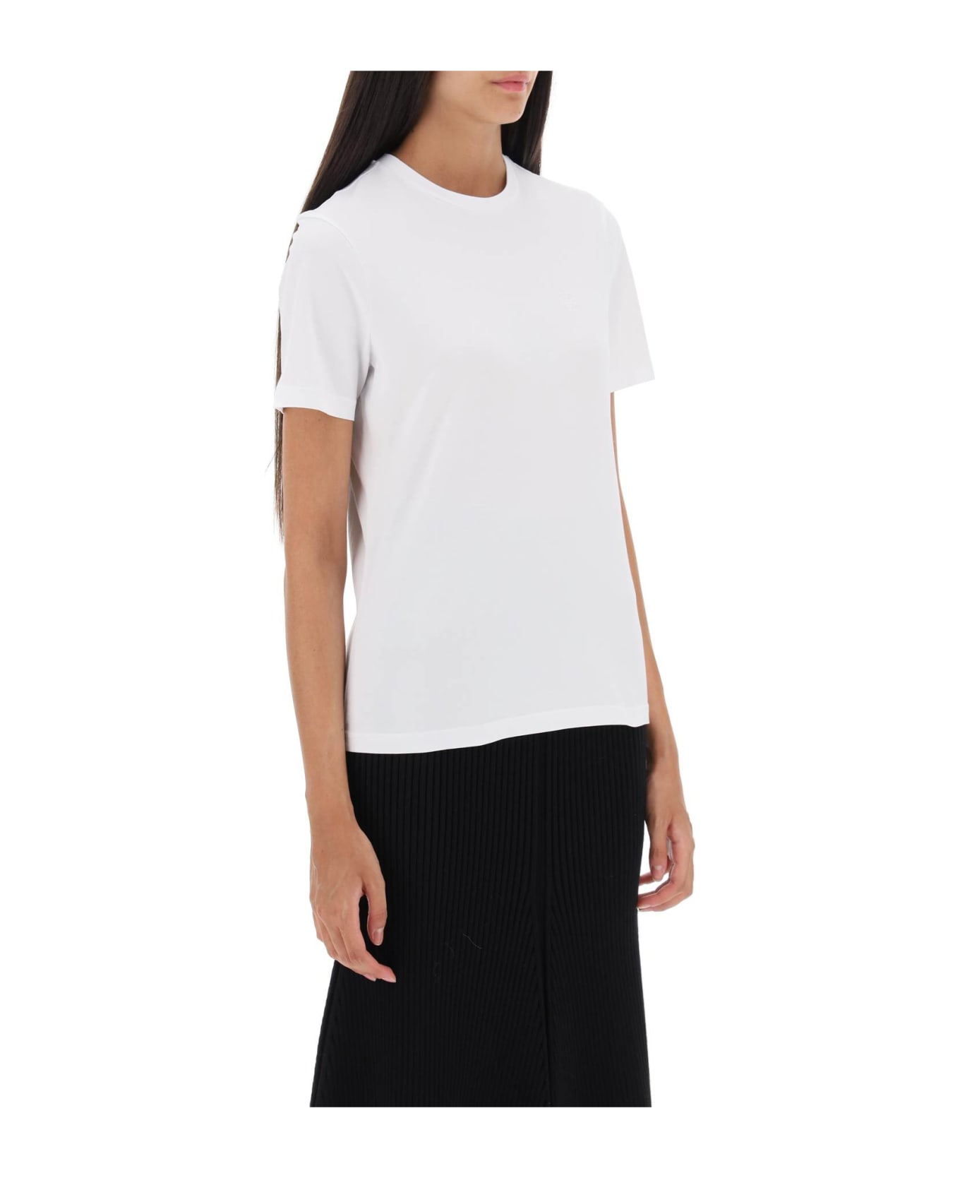 Tory Burch Crewneck T-shirt With Embroidered Logo - White Tシャツ