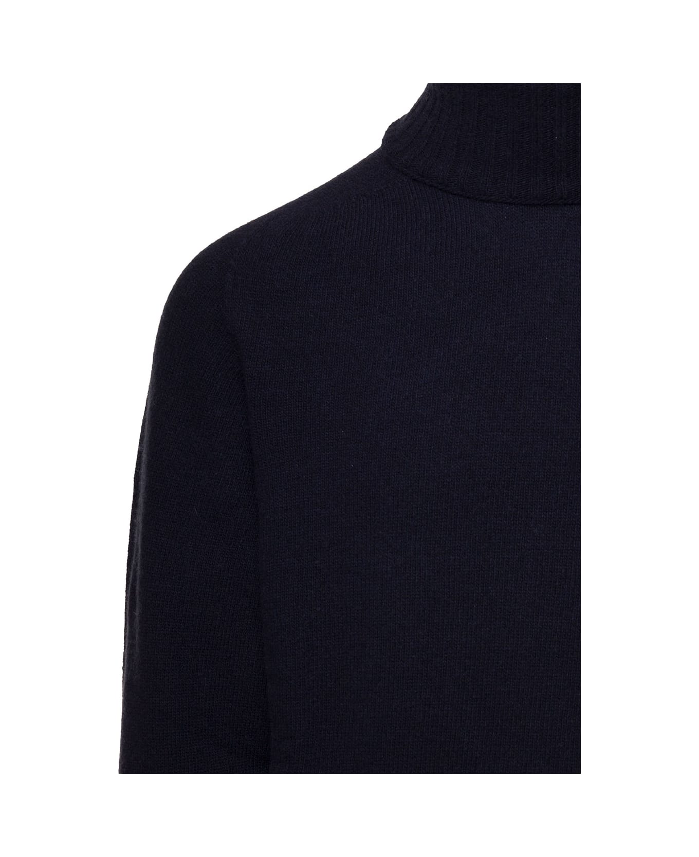Officine Générale Navy Blue Fisherman's Knit Turtlenecksweater In Wool And Cotton Man Officine Generale - Blu