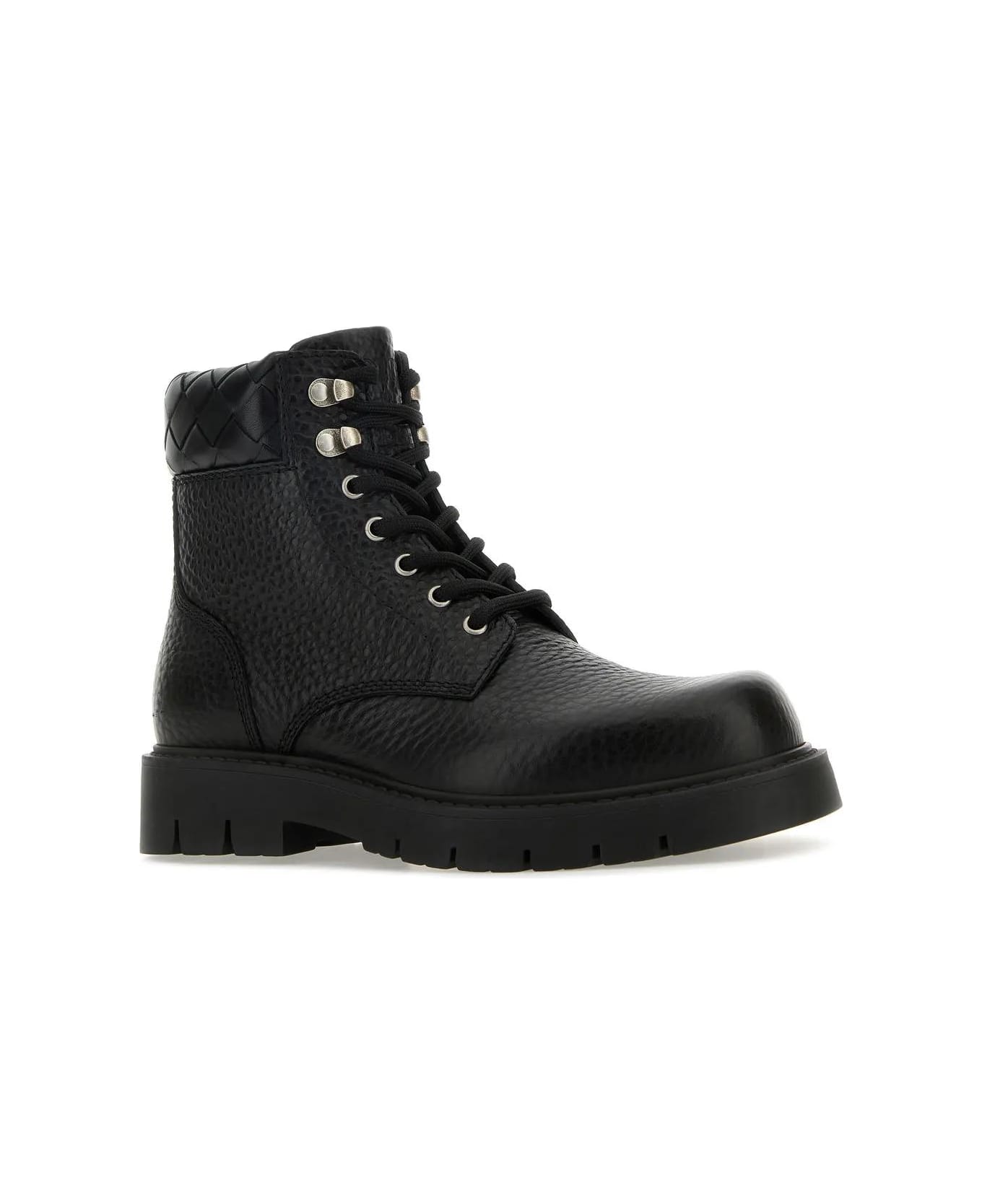 Bottega Veneta Black Leather Haddock Ankle Boots - Nero
