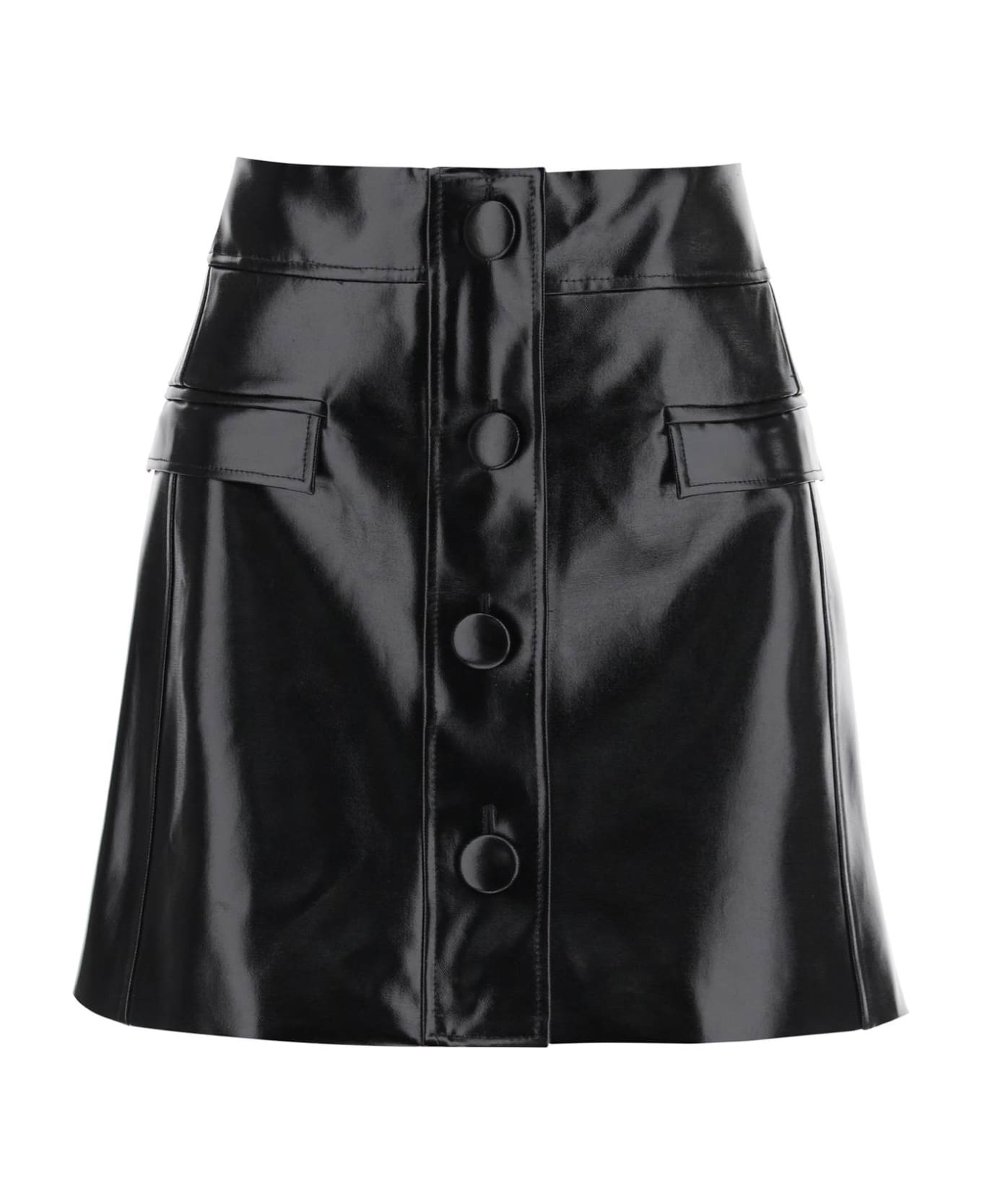 MVP Wardrobe Montenapoleone Mini Skirt In Coated Cotton - NERO (Black)