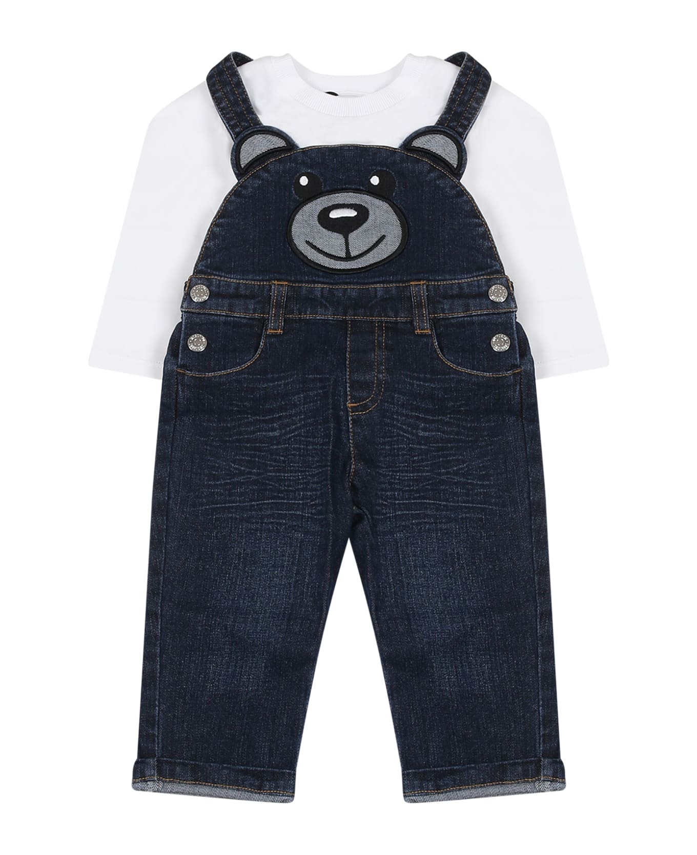 Moschino Blue Suit For Bay Girl With Teddy Bear - DENIM BLUE