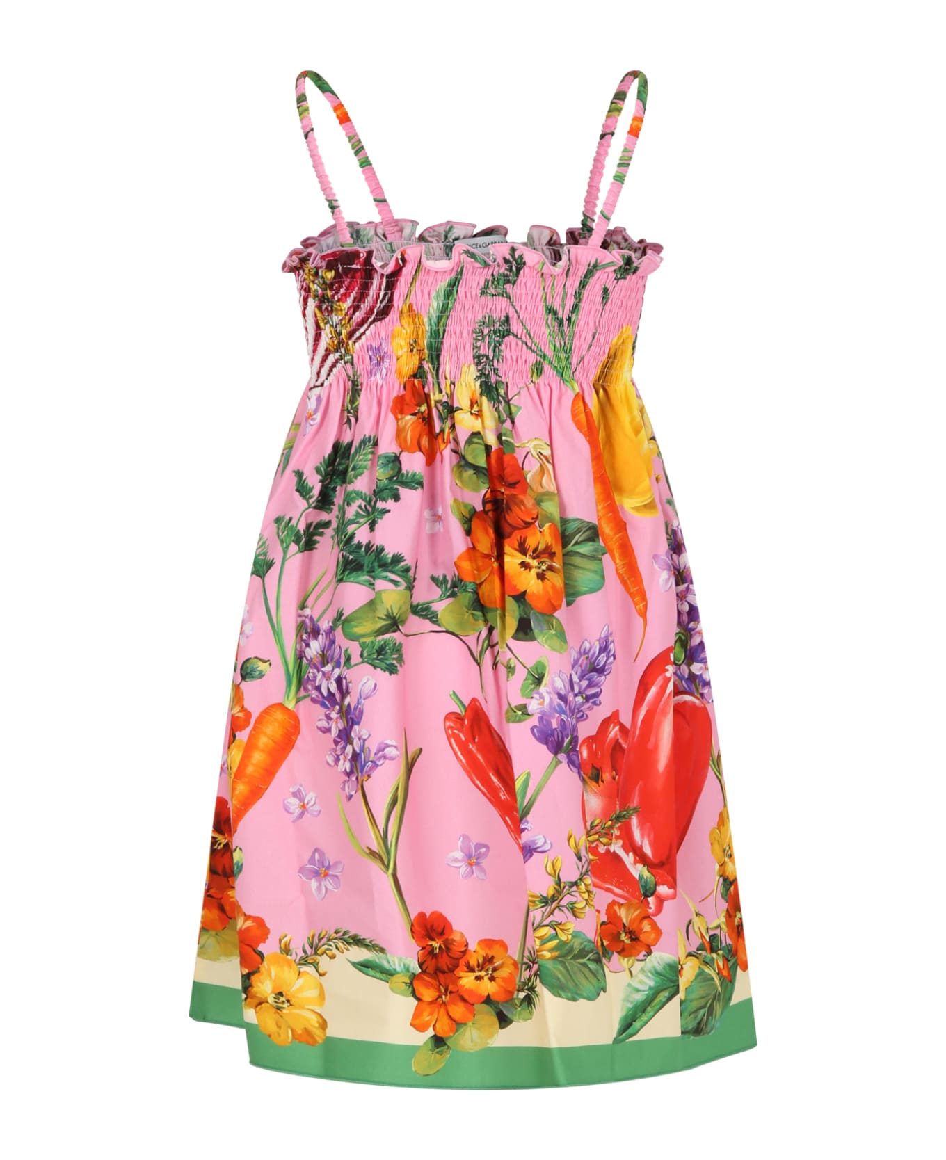 Dolce & Gabbana Pink Dress For Girl With Flowers - Multicolor ワンピース＆ドレス