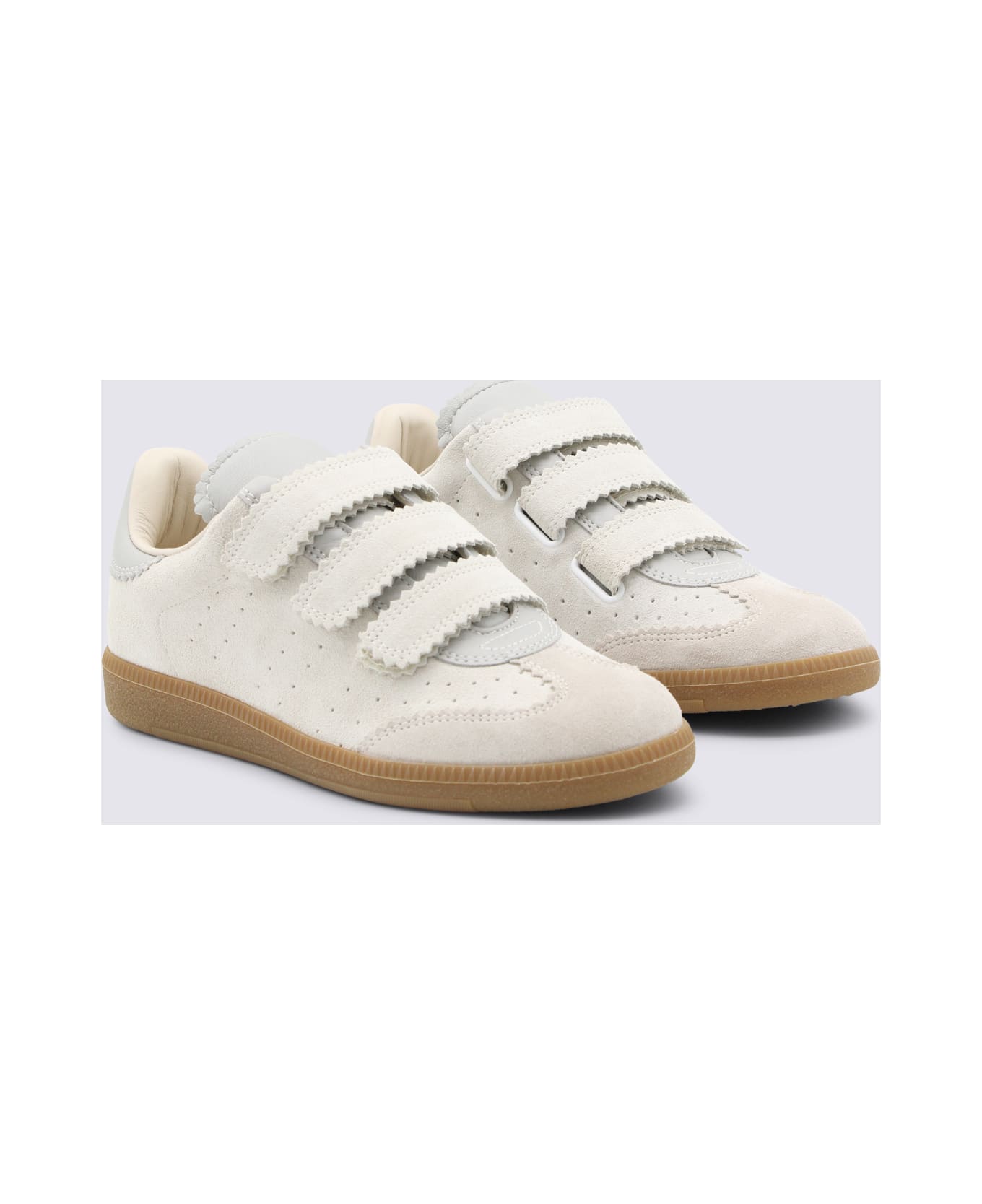 Isabel Marant White Leather Sneakers - Beige