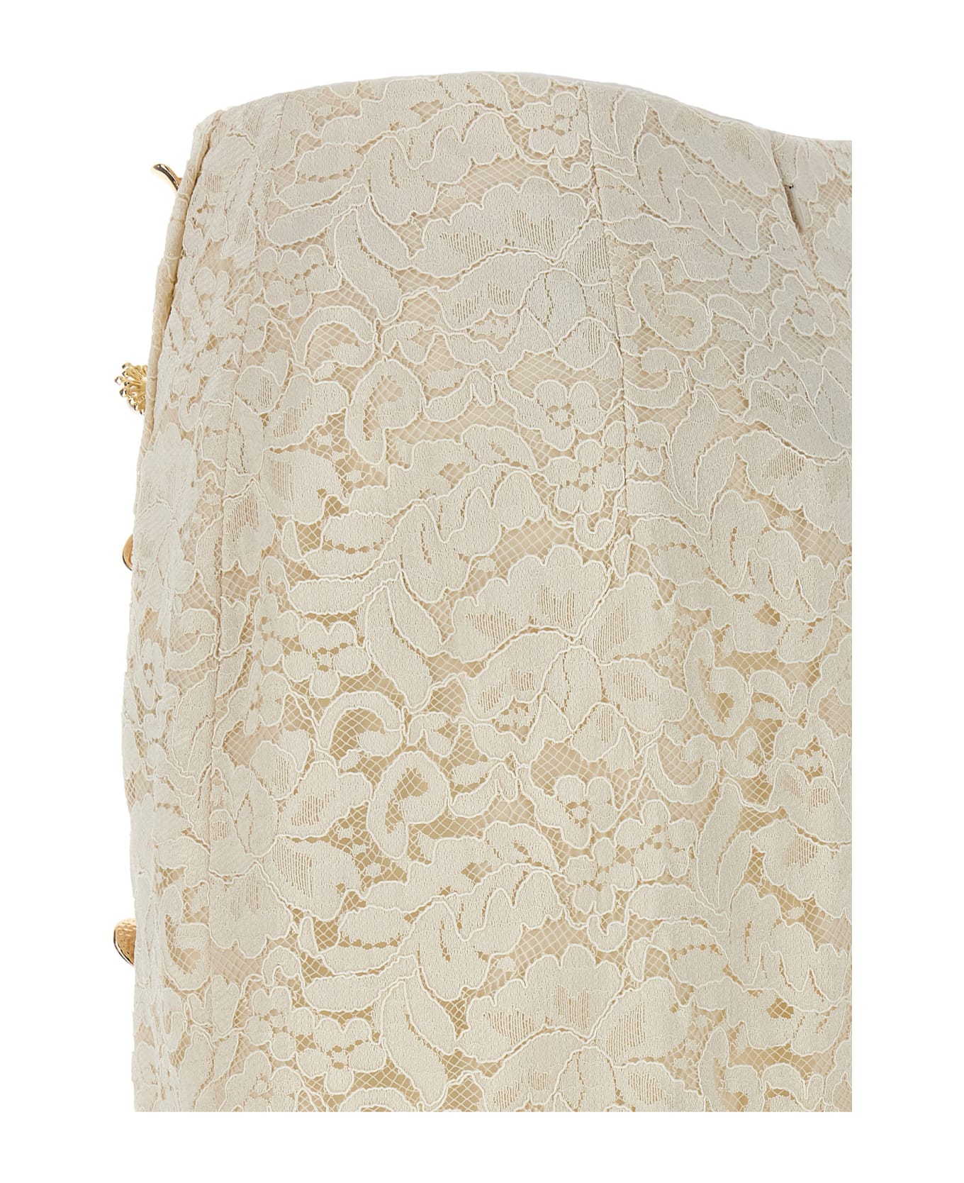 self-portrait 'cream Cord Lace Split Midi' Skirt - White