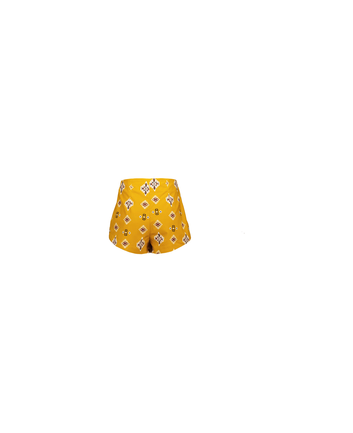 Amotea Donna In Geometric Printed Ochre Cotton - Ochre