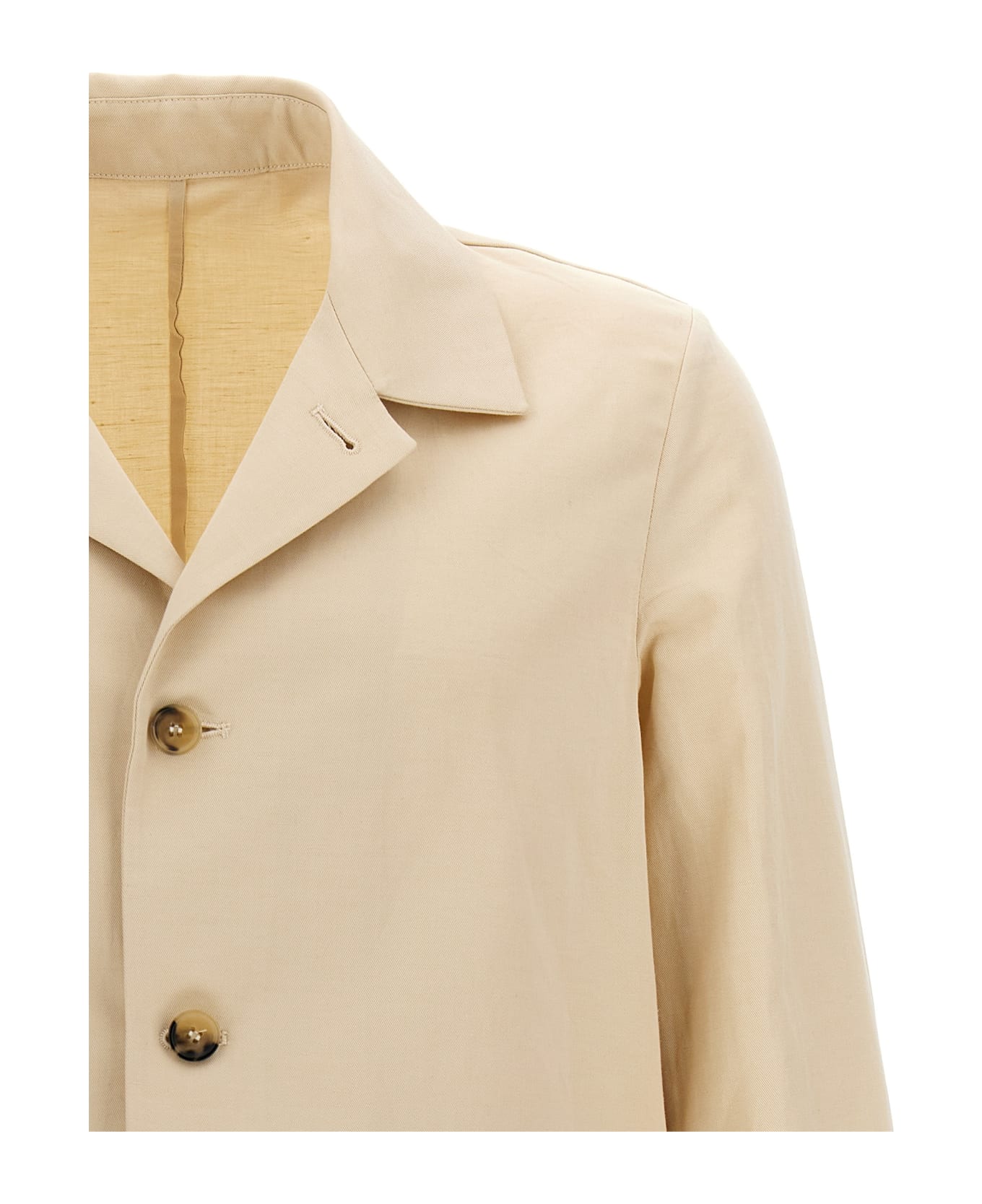PT01 Single Breast Cotton Linen Jacket - White
