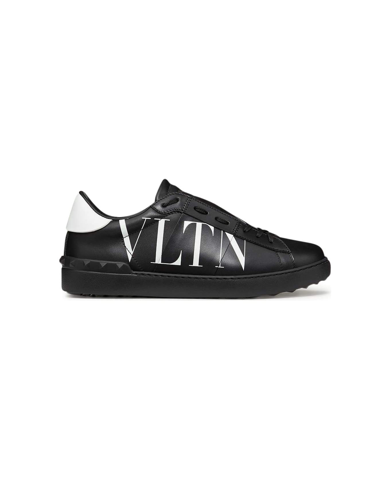 Valentino Garavani Sneaker Open Calf/print Vltn/rub.sole - Ni Black White