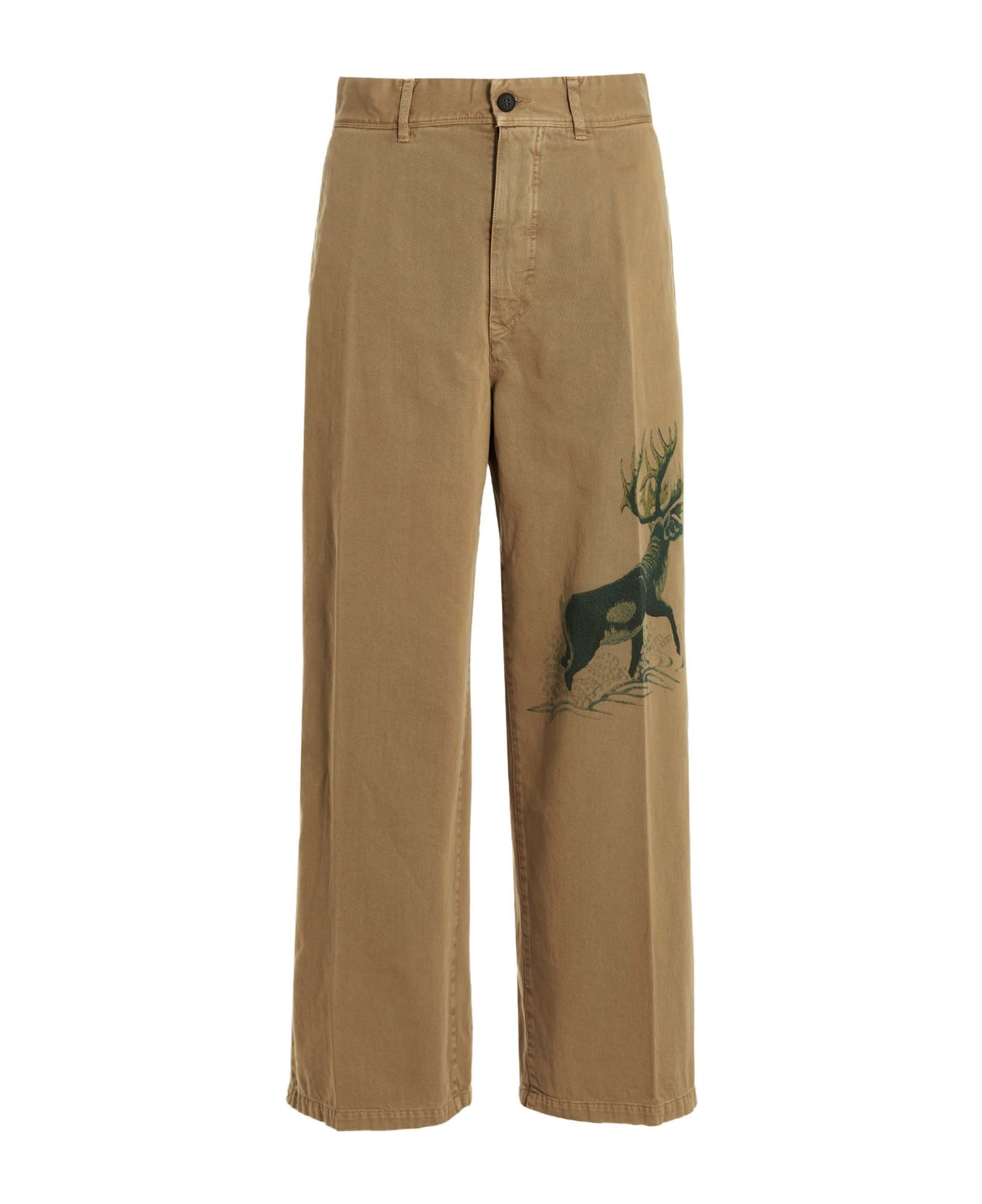 Incotex Red Printed Cotton Trousers - Beige