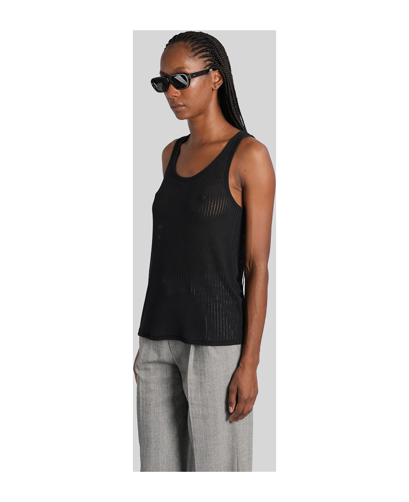 Anine Bing Eugene Tank Top In Black Polyester - black