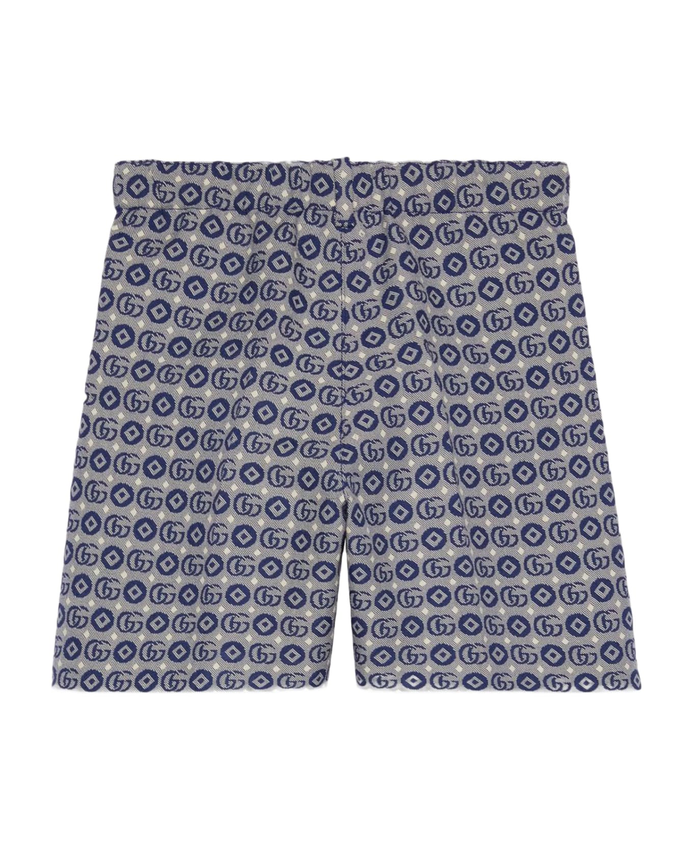 Gucci Children's Double G Geometric Cotton Shorts - Blu
