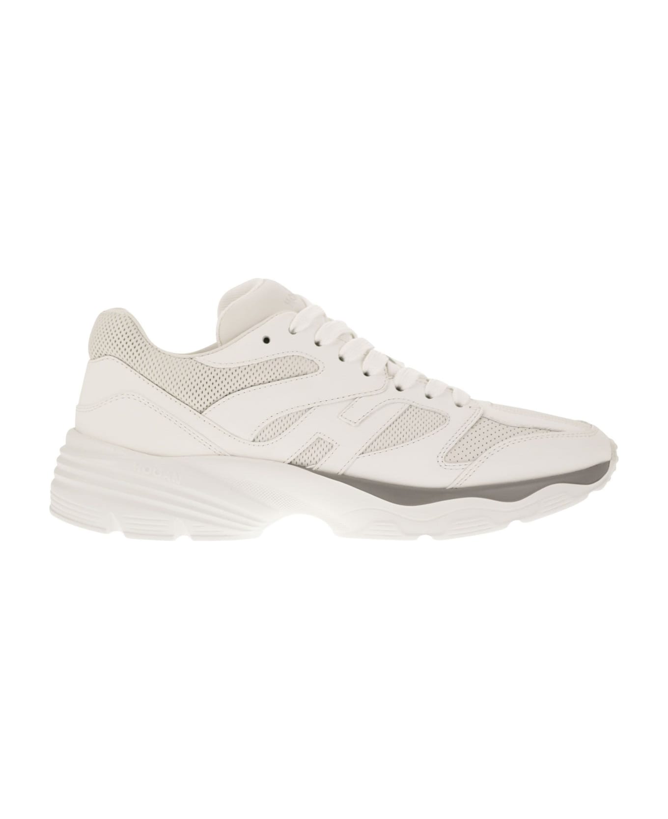 Hogan Round Toe Lace-up Sneakers - White
