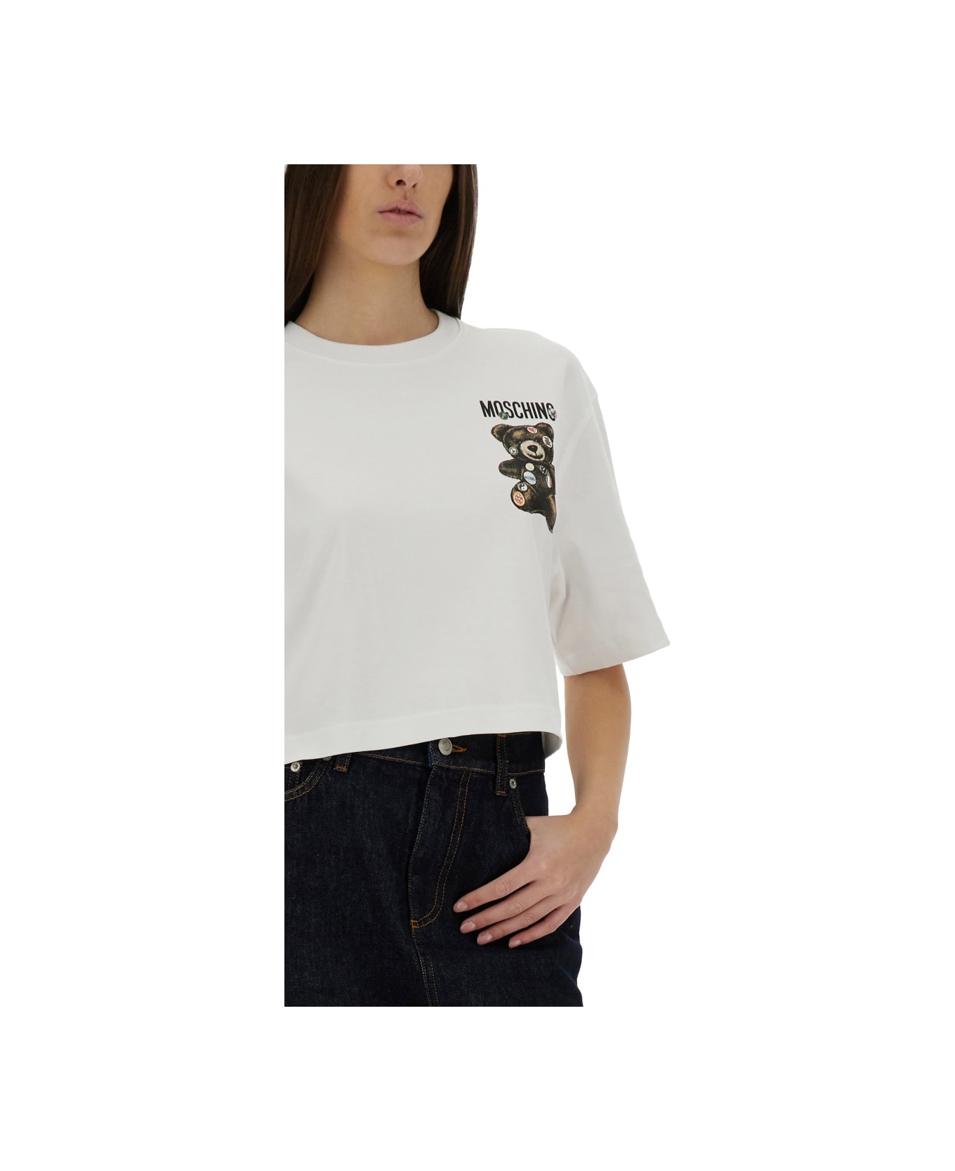 Moschino Cropped T-shirt - WHITE