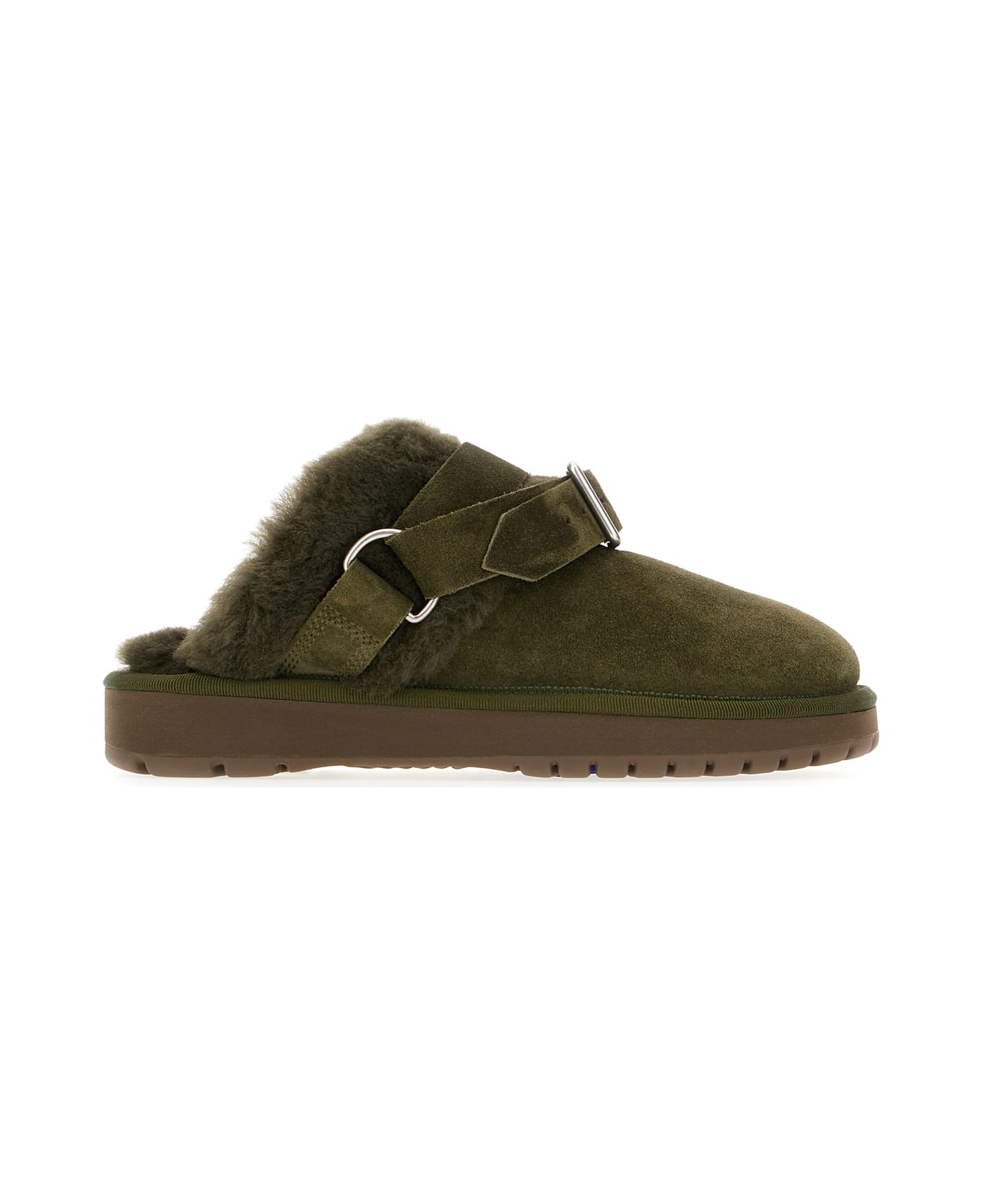 Burberry Military Green Suede Slippers - LOCH