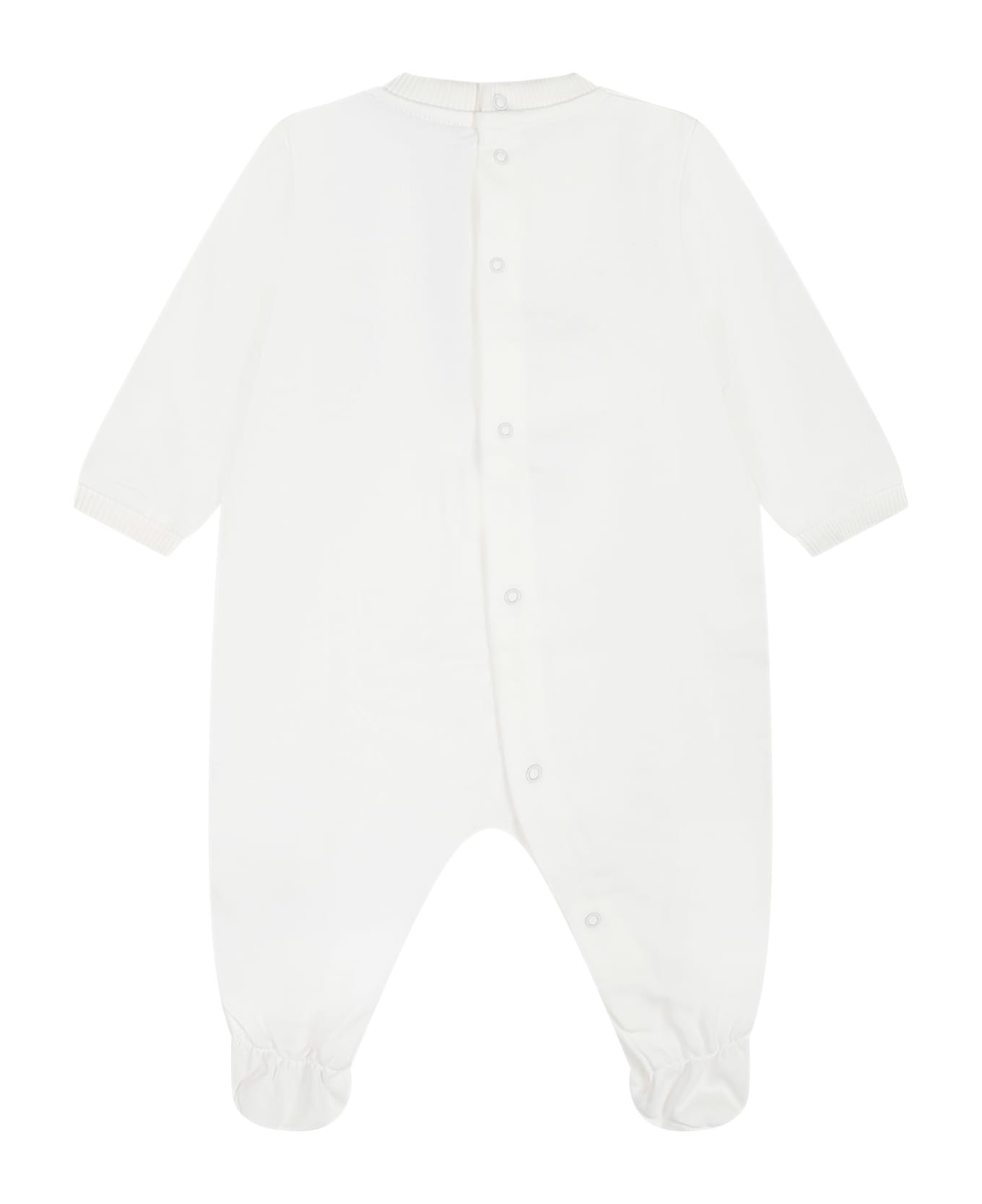 Moschino Ivory Bodysuit For Babies With Teddy Bear And Multicolor Pinwheel - Ivory ボディスーツ＆セットアップ
