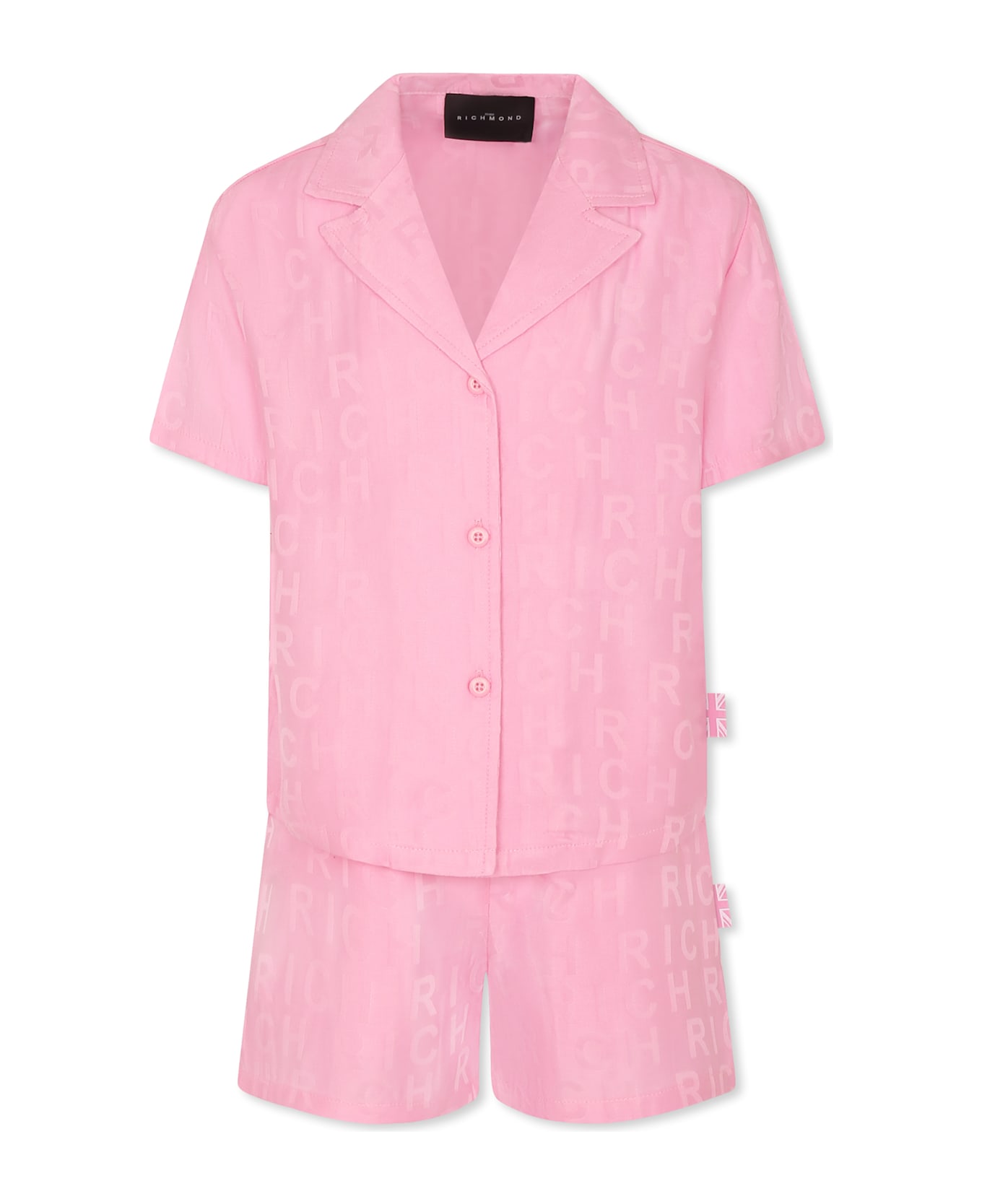 Richmond Pink Suit For Girl With Logo - Pink