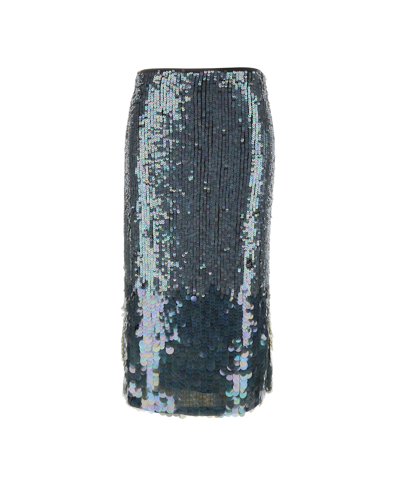 Parosh Midi Grey Skirt With All-over Sequins In Stretch Polyamide Woman - Metallic