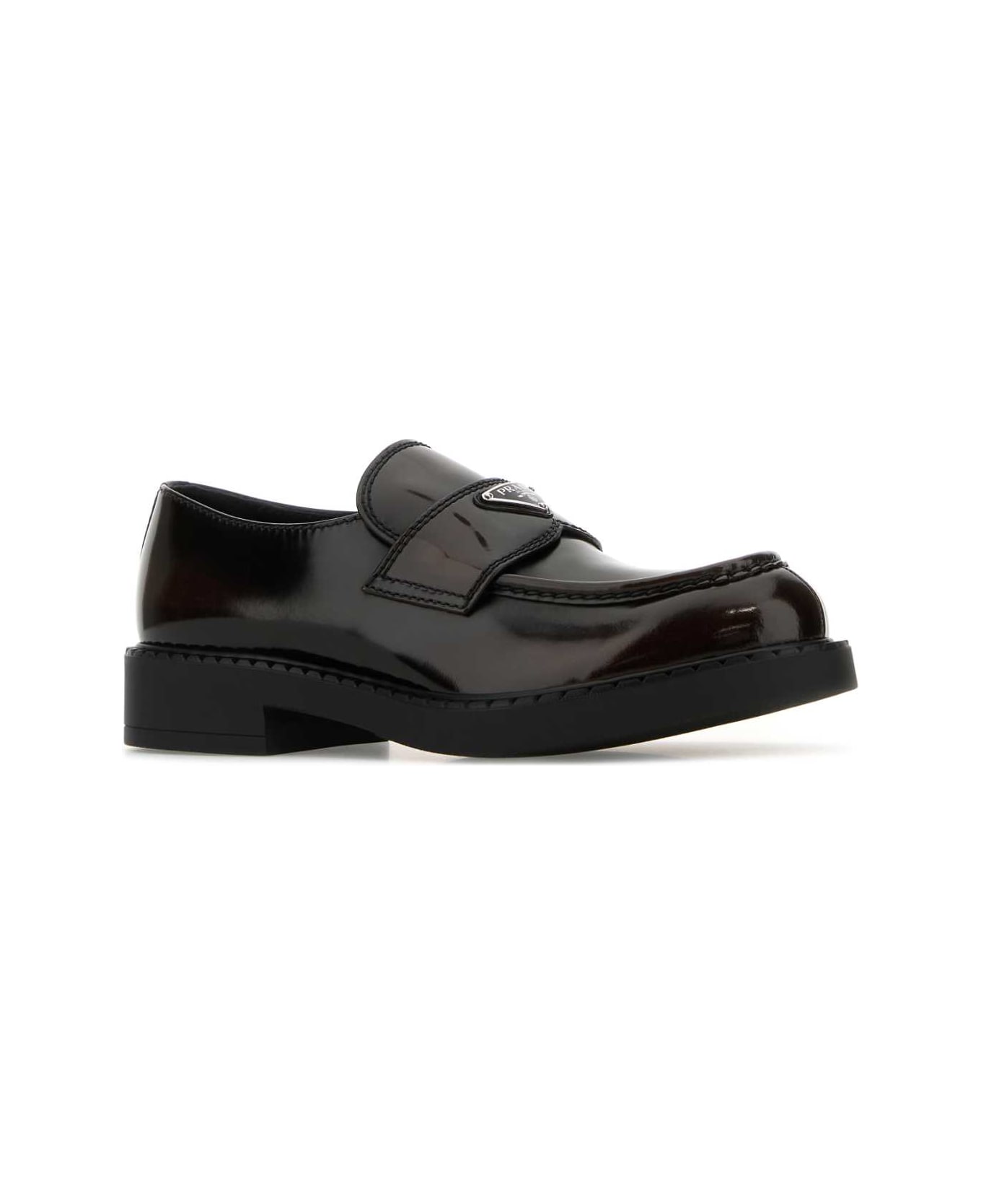 Prada Dark Brown Leather Chocolate Loafers - BRUCIATO