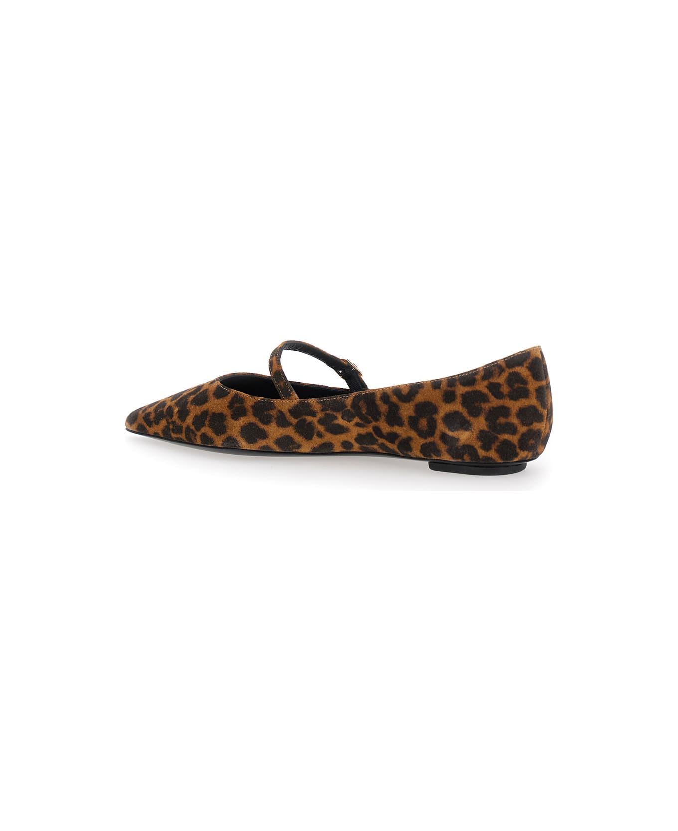 Stuart Weitzman 
emilia
 Brown Ballet Shoes With Adjustable Strap Closure And All-over Leopard Motif In Suede Woman - Brown