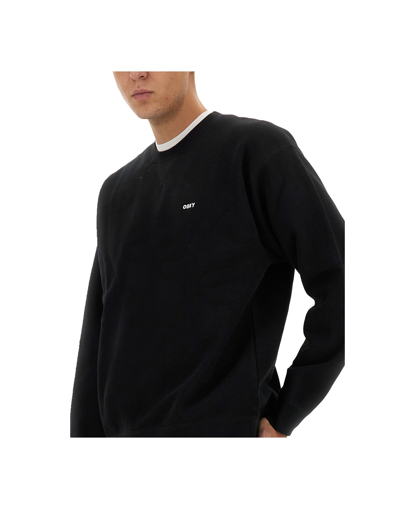 Obey Sweatshirt With Logo - BLACK