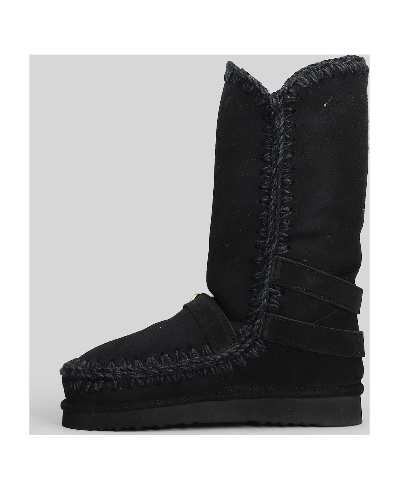 Mou Eskimo 40 Low Heels Boots In Black Suede - black