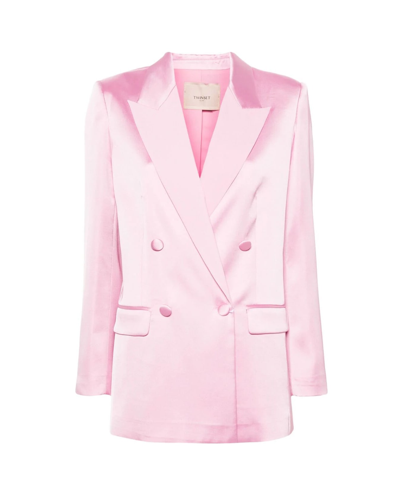 TwinSet Satin Double Breasted Jacket - Bright Pink