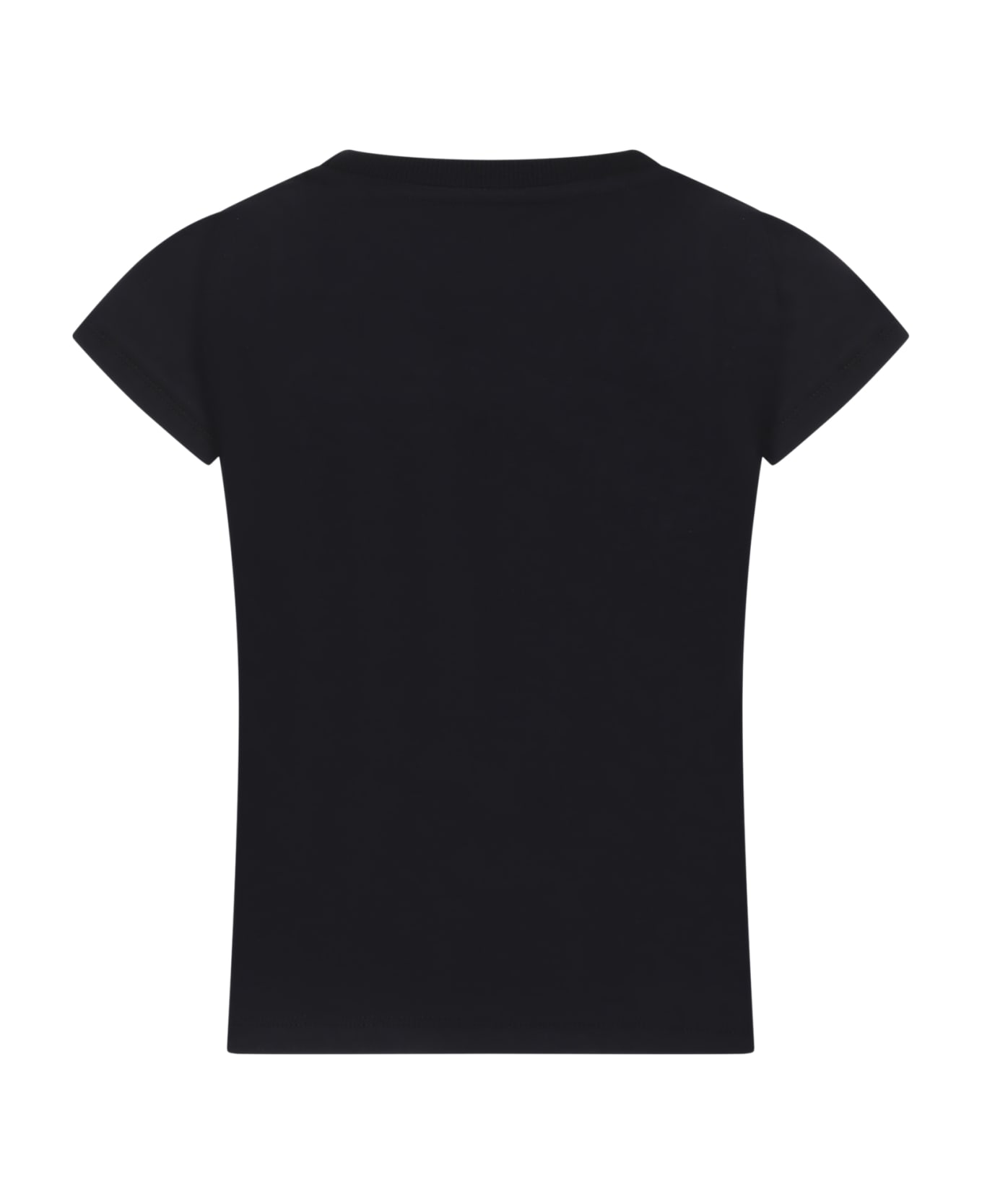 GCDS Mini Black T-shirt For Girl With Logo - Black
