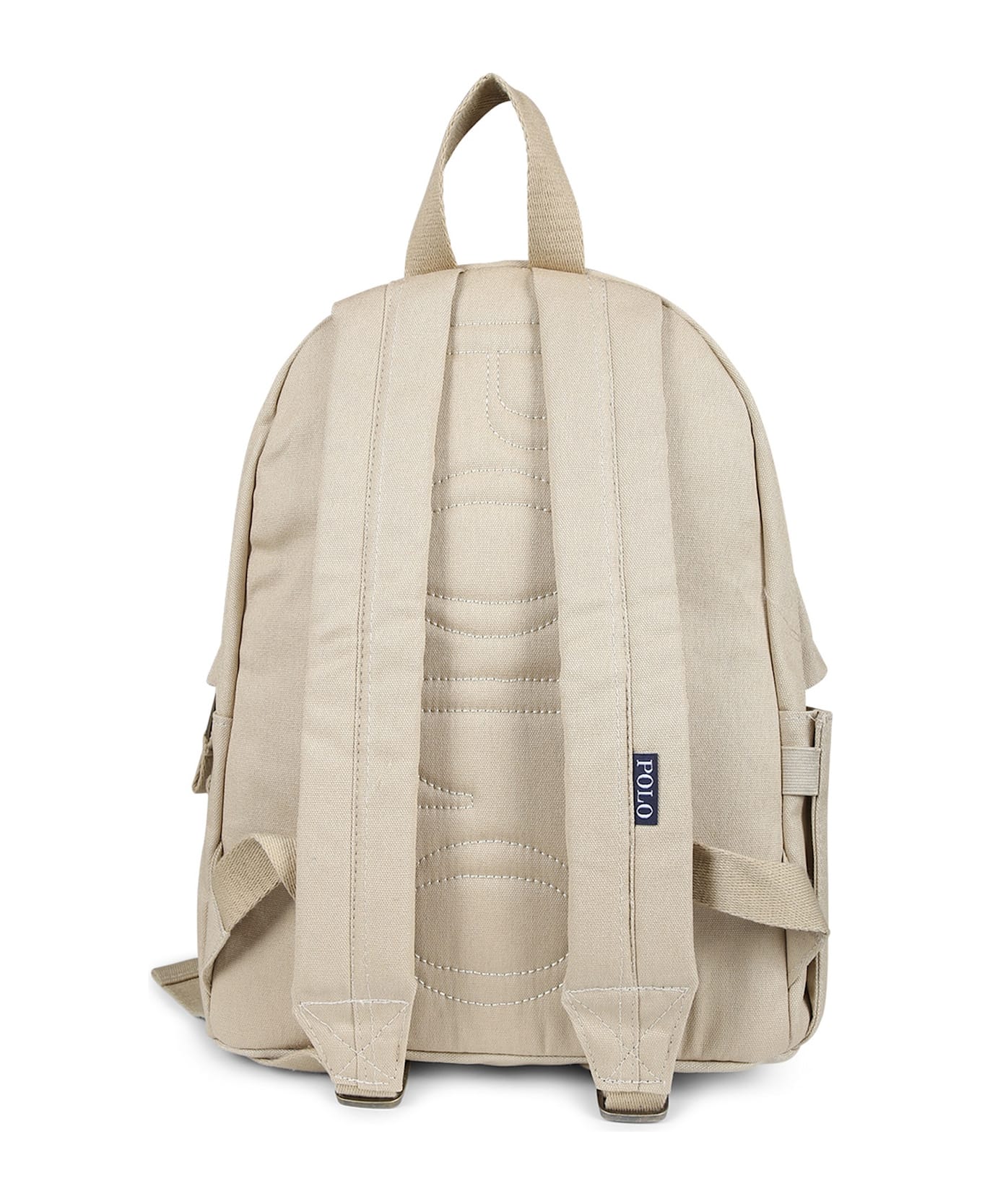 Ralph Lauren Beige Backpack For Kids With Polo Bear - Beige