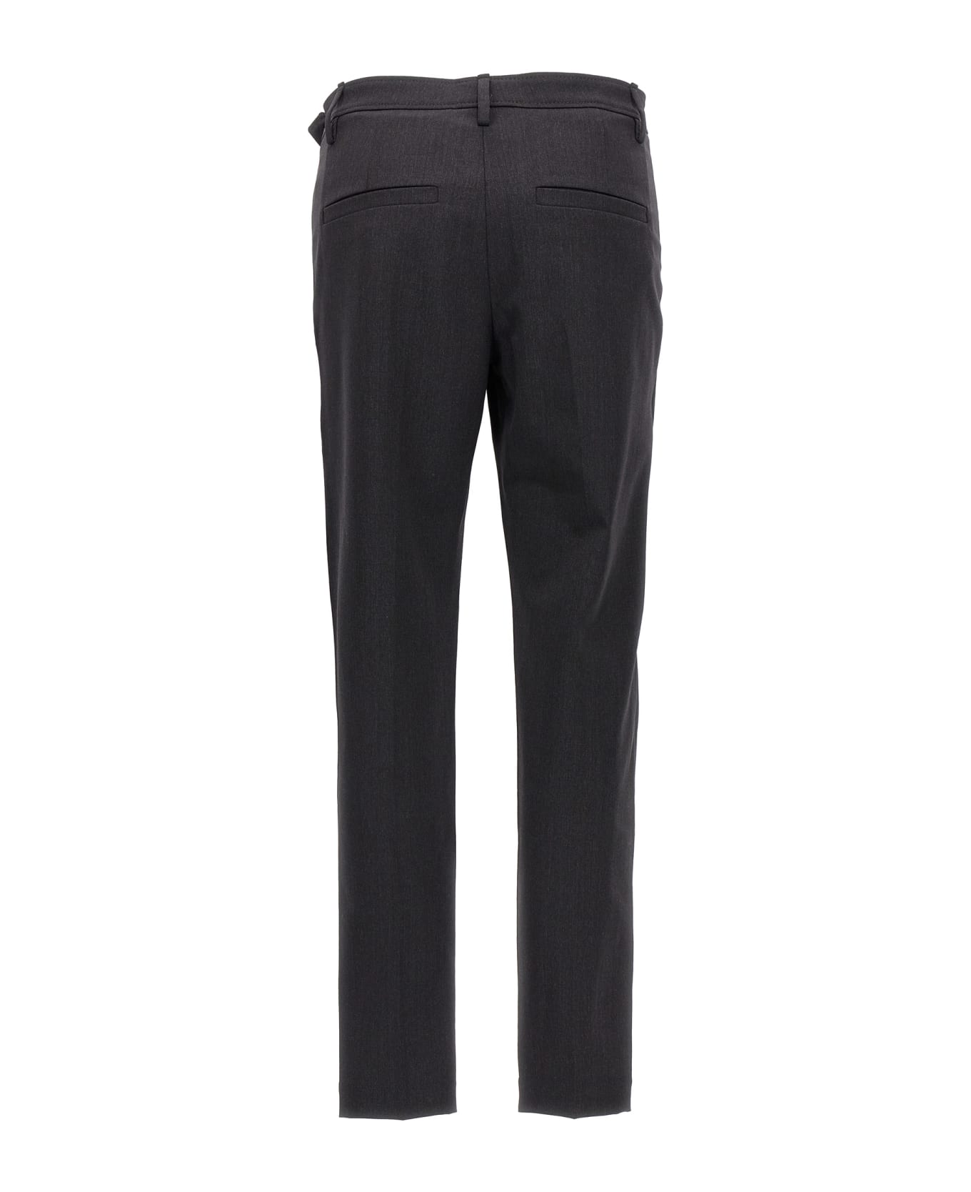 Brunello Cucinelli Stretch Cool Wool Trousers With Cigarette Cut - Gray