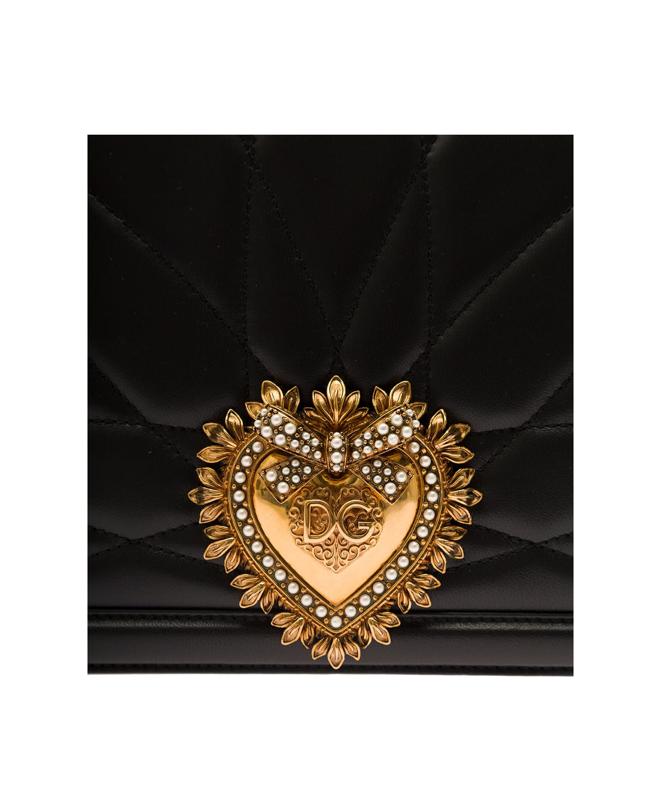 Dolce & Gabbana Devotion Shoulder Bag In Nappa Leather Matelassè - Black