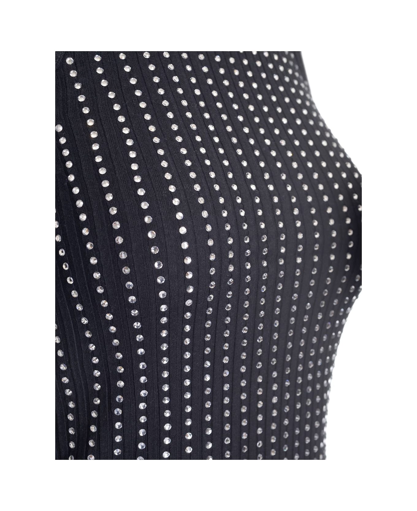 The Attico Black Tank Top With Strass - Black