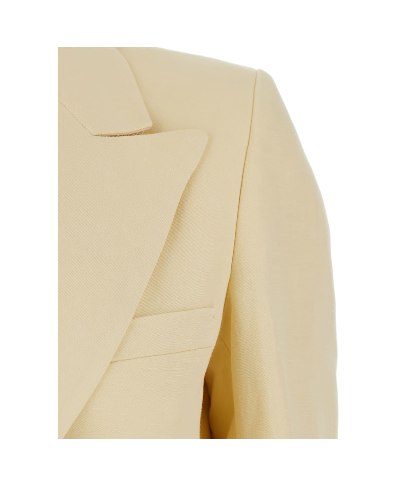 Blazé Milano 
savannah
 Beige Double-breasted Jacket With Peak Revers In Linen And Silk Blend Woman - Beige