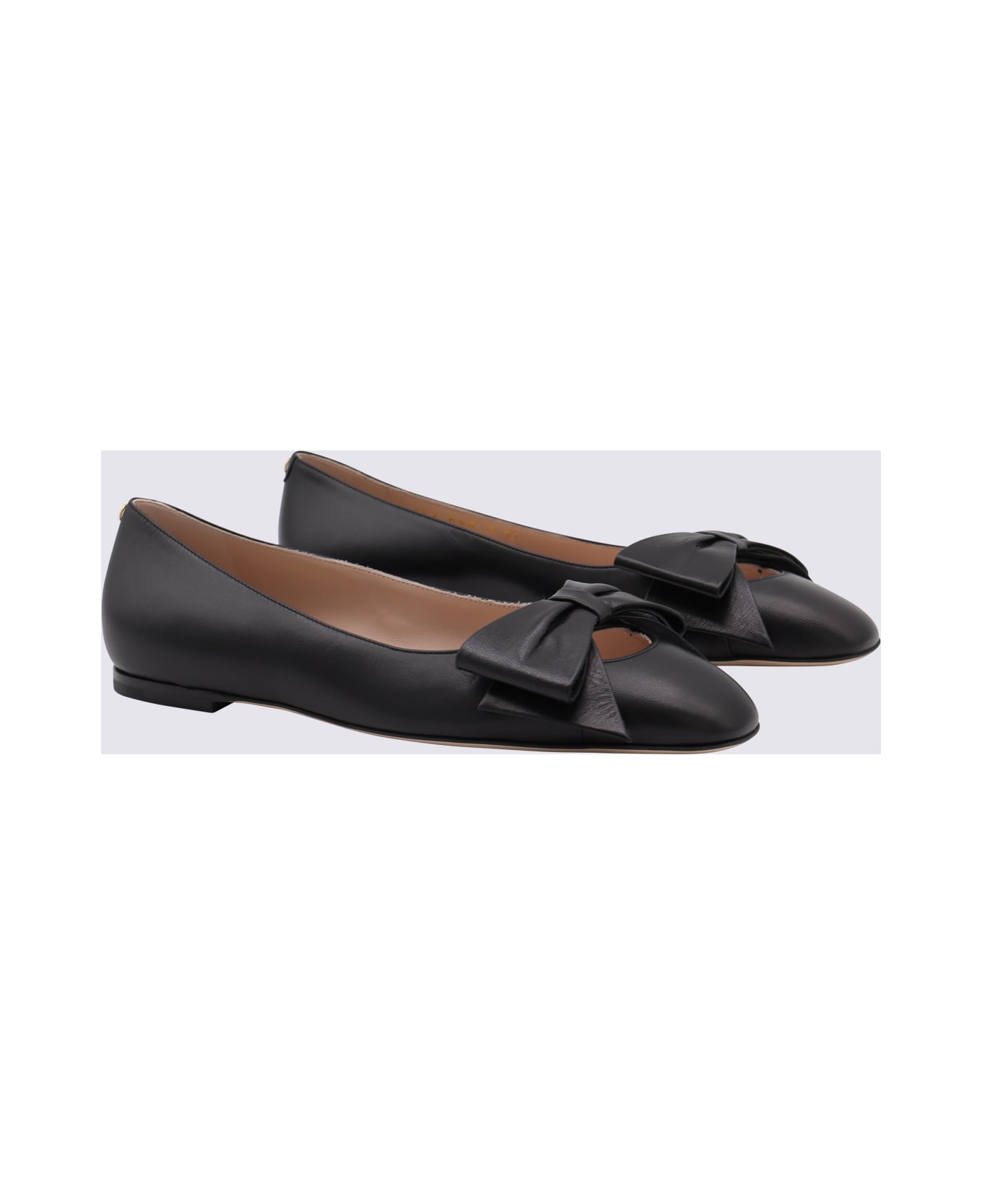 Valentino Garavani Black Leather Flats - Black