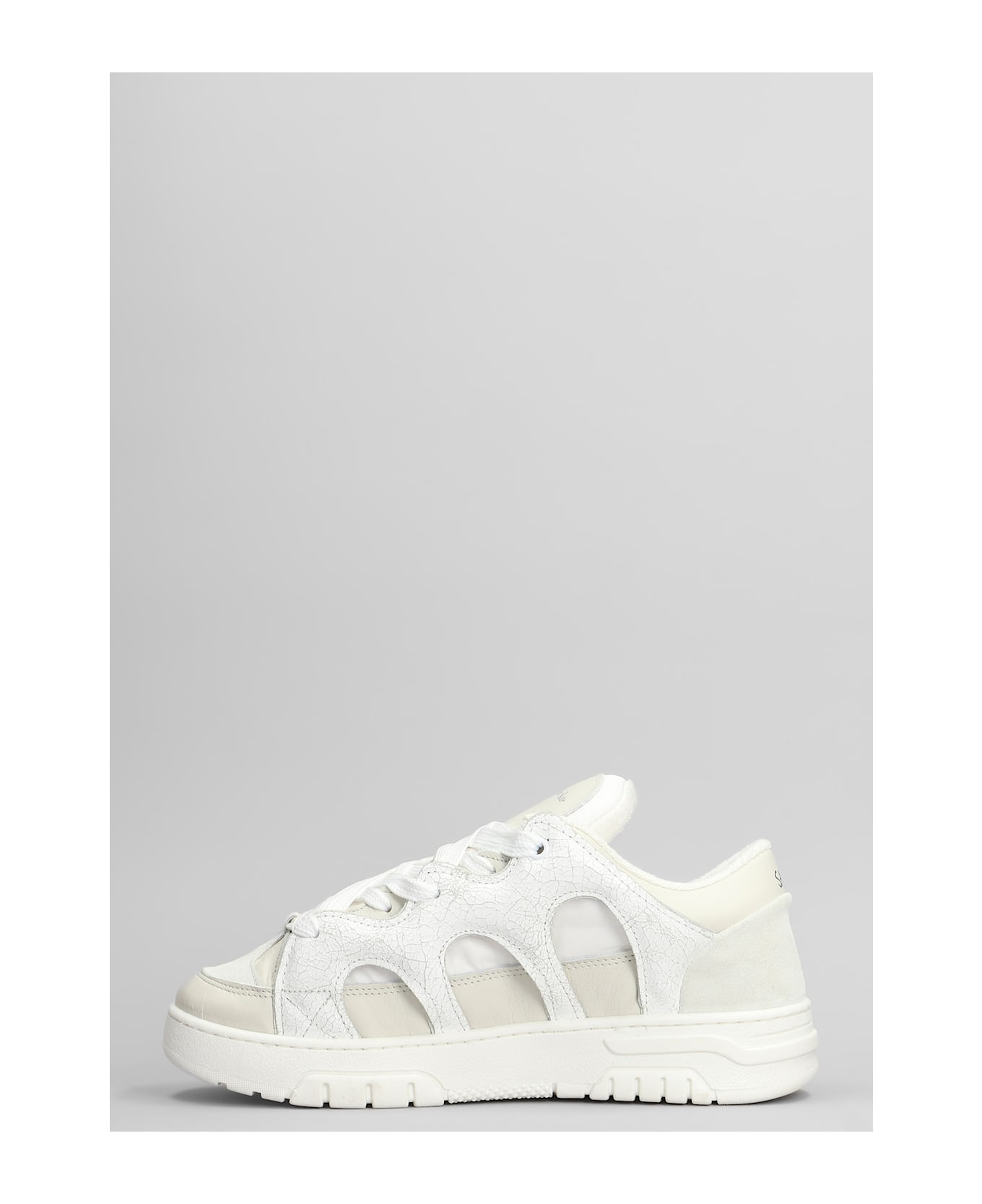 Paura Santha 1 Sneakers In White Leather And Fabric - white