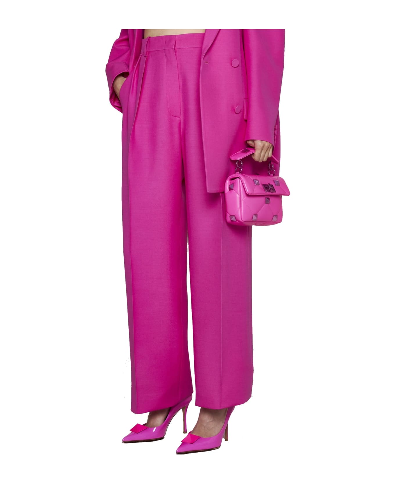 Valentino Wool And Silk Trousers - Pink ボトムス