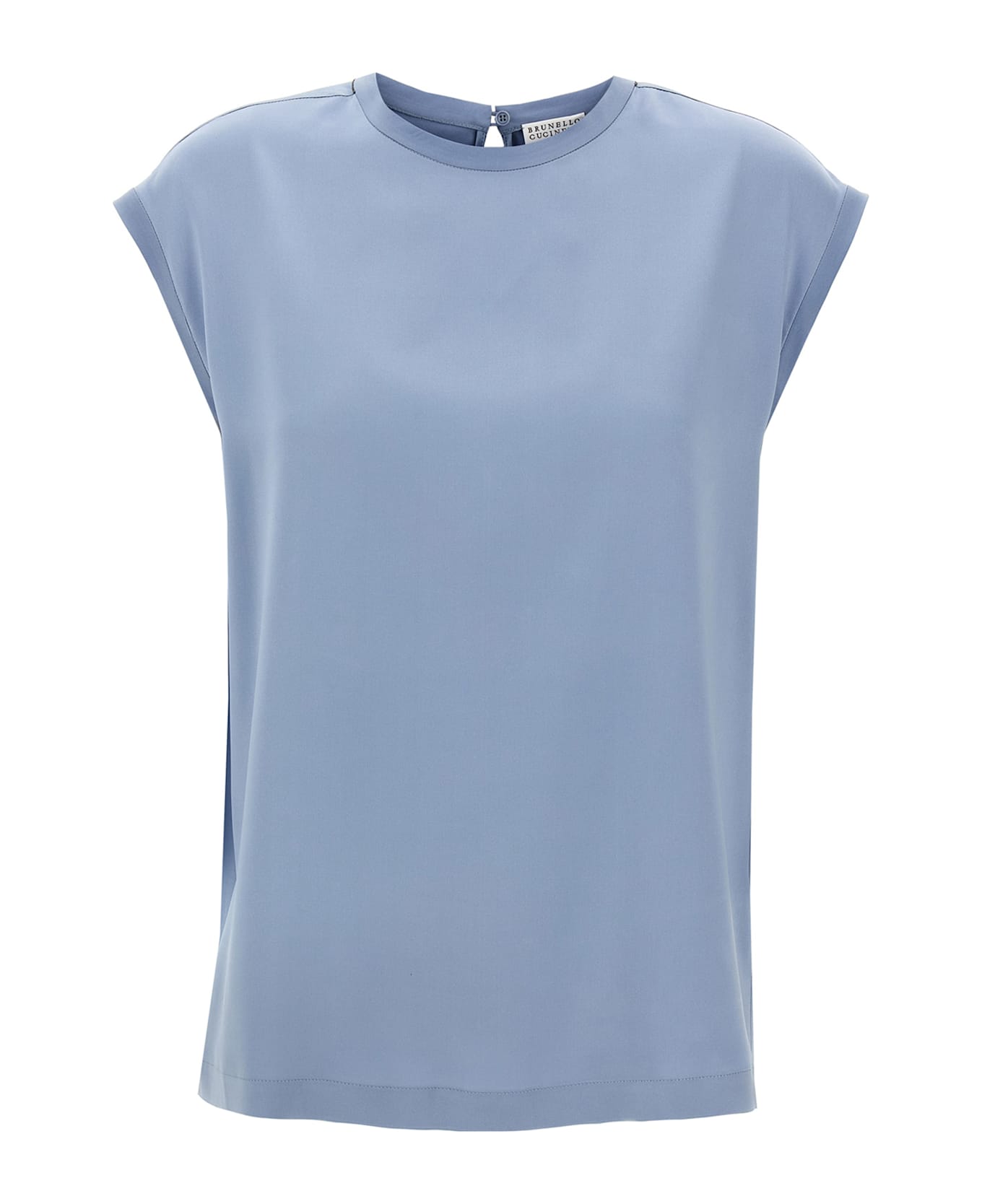 Brunello Cucinelli Satin T-shirt - Light Blue