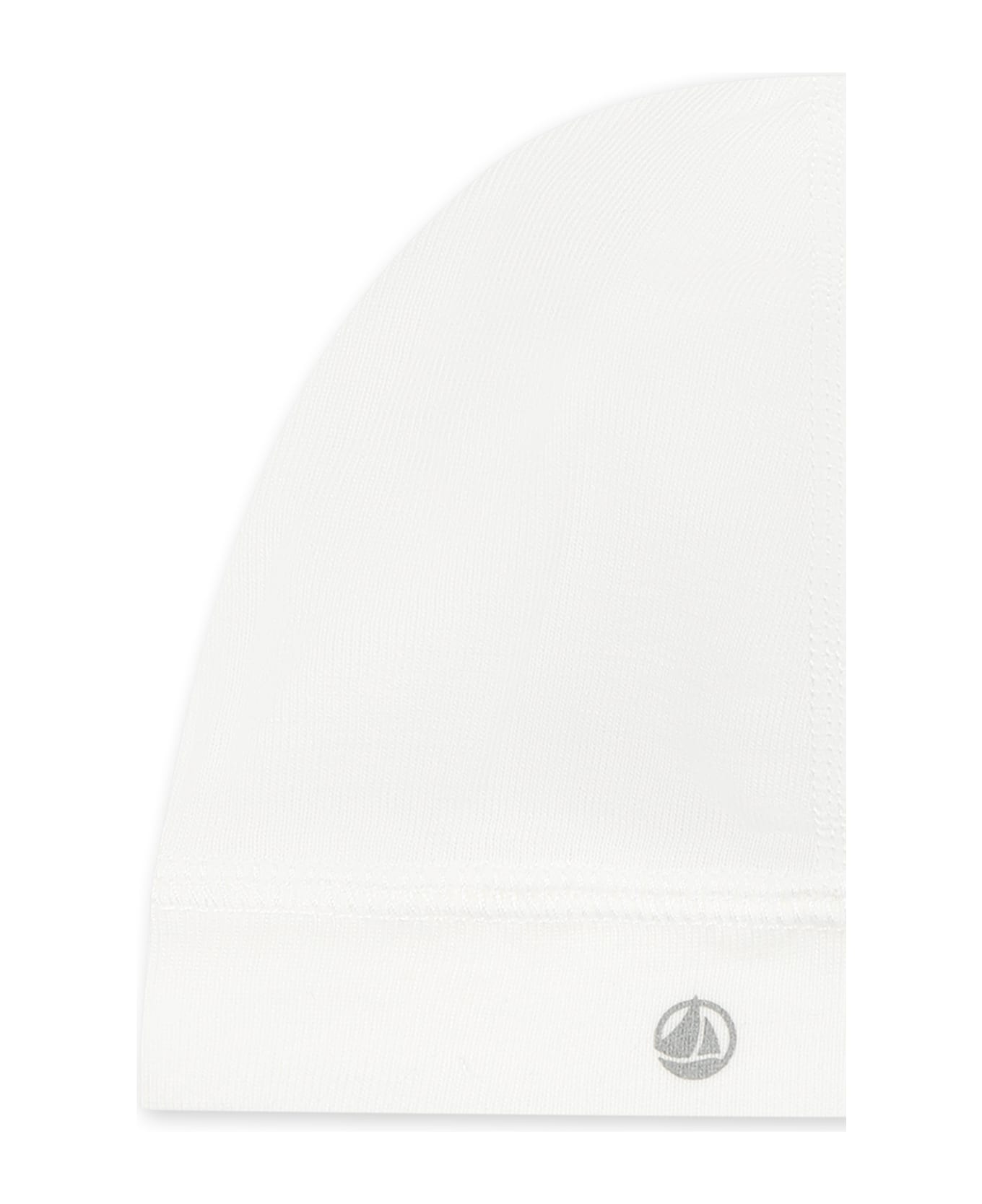 Petit Bateau White Hat For Babykids With Logo - White