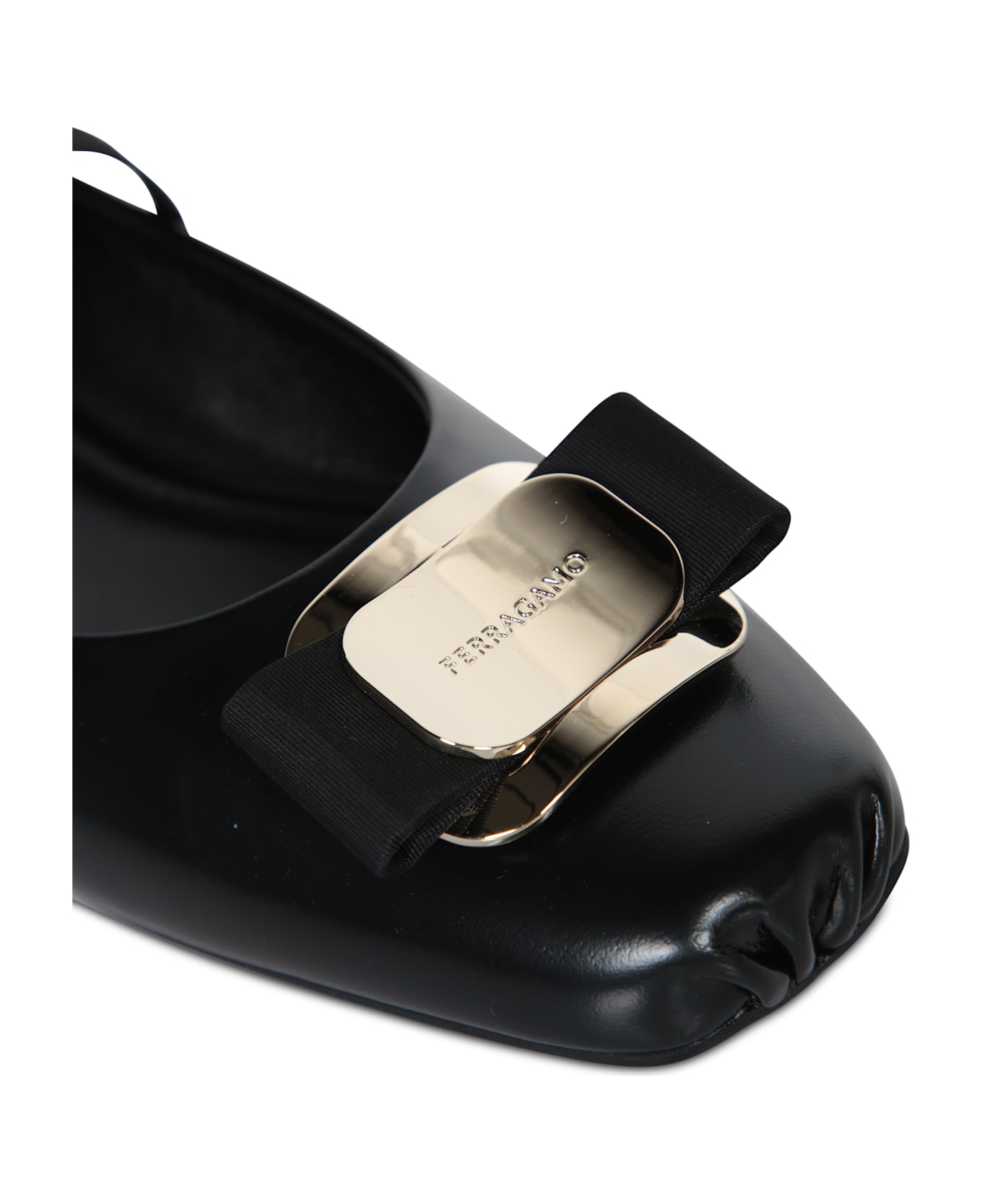 Ferragamo New Vara Black Ballerina Flats - Black