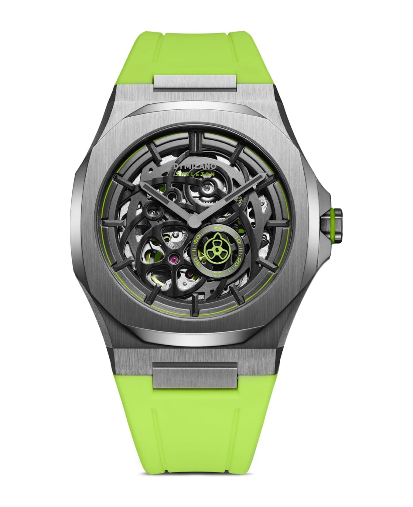 D1 Milano Slice Lime Skeleton Rubber Skrj15 Watch - Green